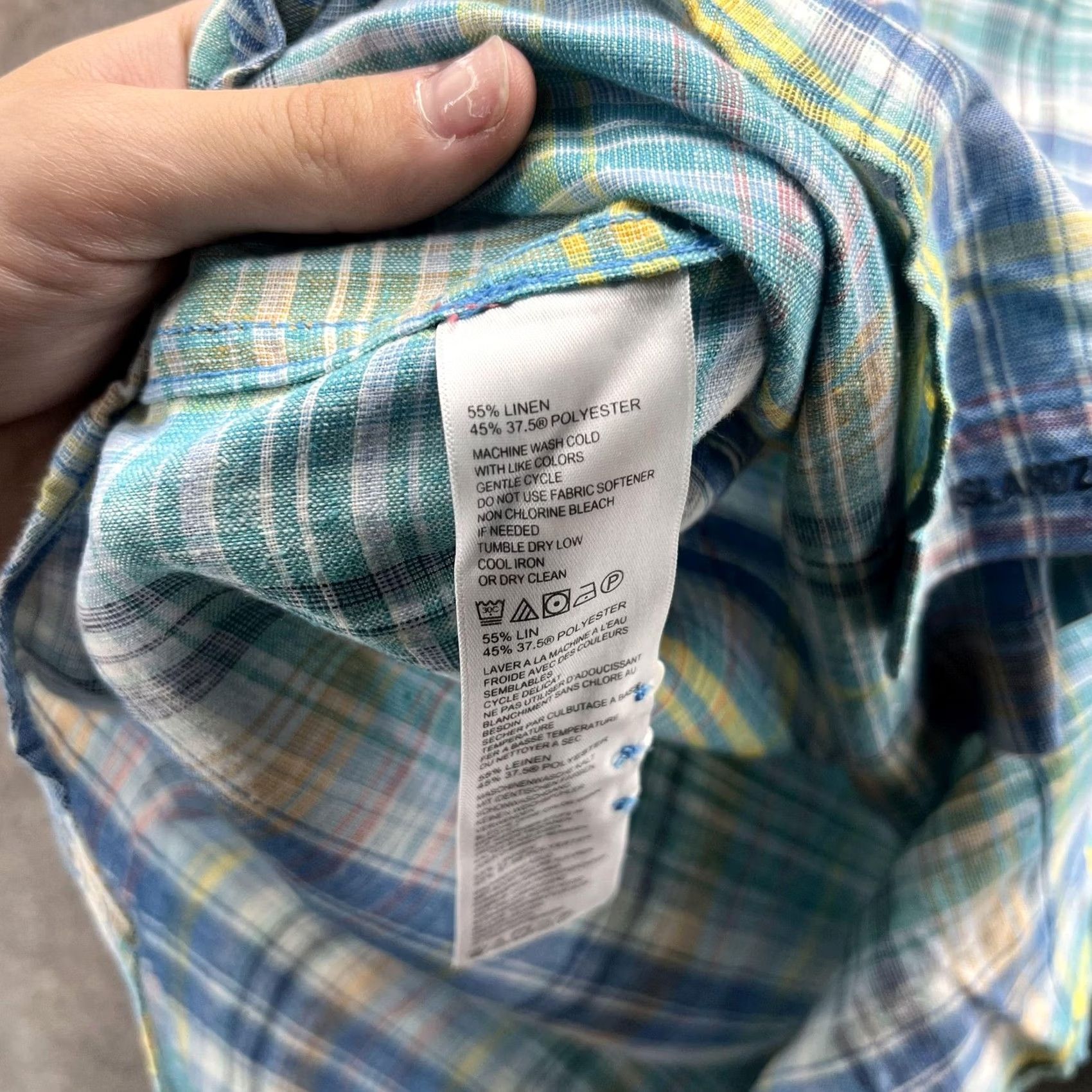 Tommy Bahama Tommy Bahama Shirt Mens Medium Blue Green Plaid Linen Blend Long Sleeve Size US M / EU 48-50 / 2 - 5 Thumbnail