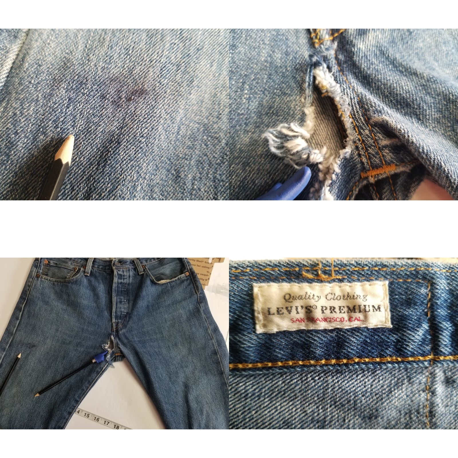 Levi's VINTAGE Levi’s 501 Jeans Mens 32x32 Denim Distressed 90s USA Size US 32 / EU 48 - 8 Thumbnail