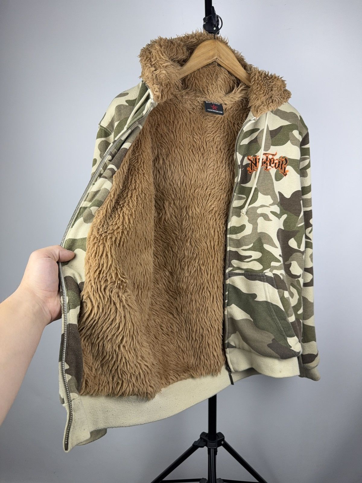 No Fear Vintage 00s Y2K NO FEAR Camo Full Zip Hoodie Mohair hood Size US S / EU 44-46 / 1 - 8 Thumbnail