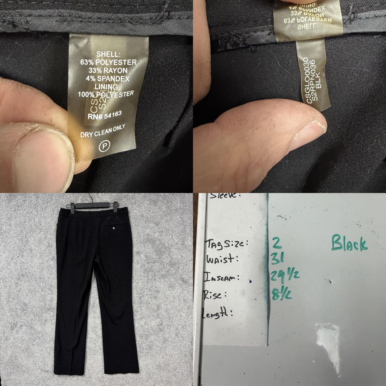 Calvin Klein Calvin Klein Dress Pants Womens 2 Black Straight Leg Flat Front Pockets Stretch 31x29.5 Regular Size 26" / US 2 / IT 38 - 8 Thumbnail