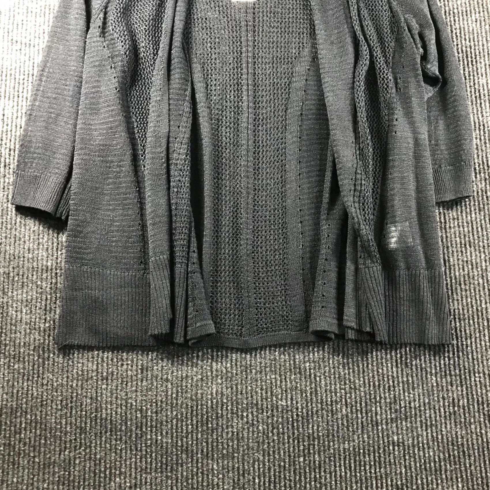 Alfani Alfani Womens 2X Deep Black Open Front Mixed Knit Cardigan Sweater 76655W NEW Size XXL / US 16-18 / IT 52-54 - 3 Thumbnail