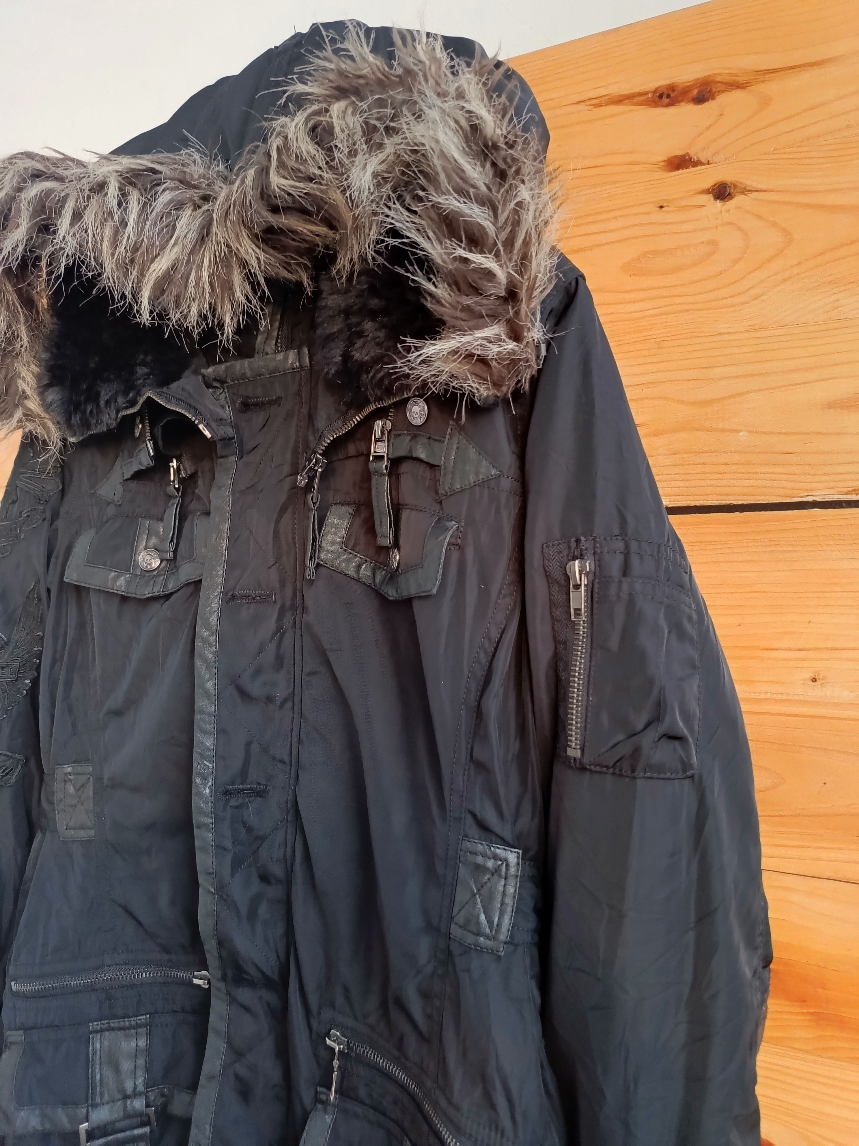 Yasuyuki Ishii Glitz LeatherxParachute BONDAGE FUR HOODED 2 ZIP GOTHIC PUNK Size US M / EU 48-50 / 2 - 12 Thumbnail