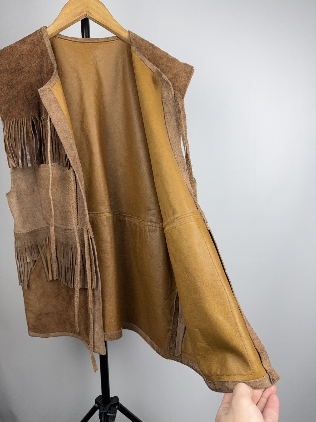 Genuine Leather Vintage Cowboy USA Suede Fringe Vest Western Boho Leather Size US M / EU 48-50 / 2 - 12 Thumbnail
