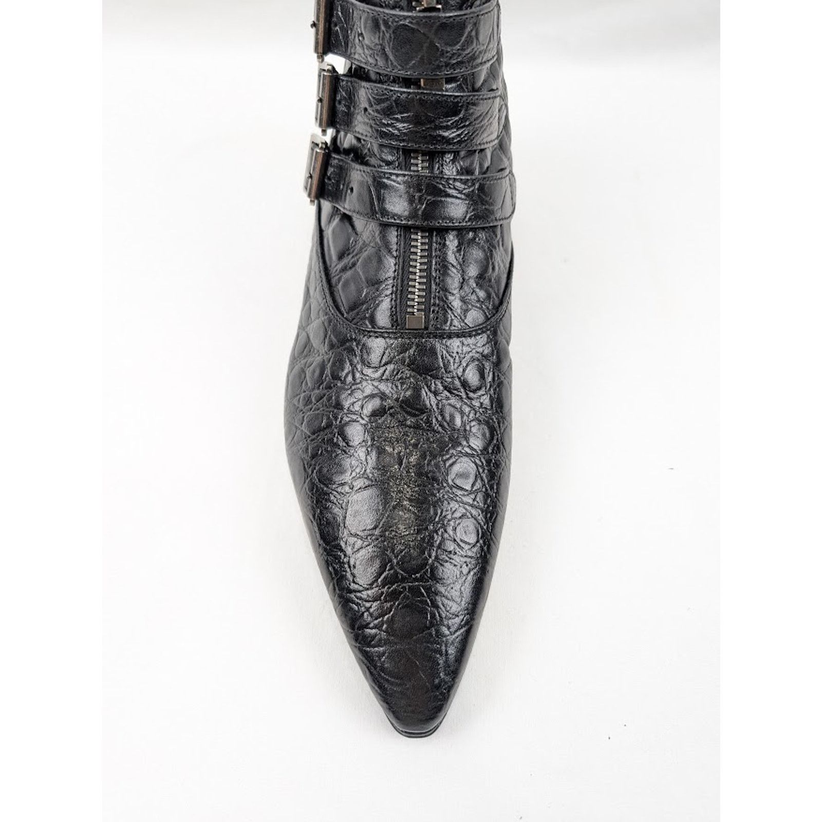 Saint Laurent Paris o1rshd1 Goth 15 Zip Buckle Boots Fake Cocco Yankee in Nero Size US 8.5 / EU 41-42 - 5 Thumbnail