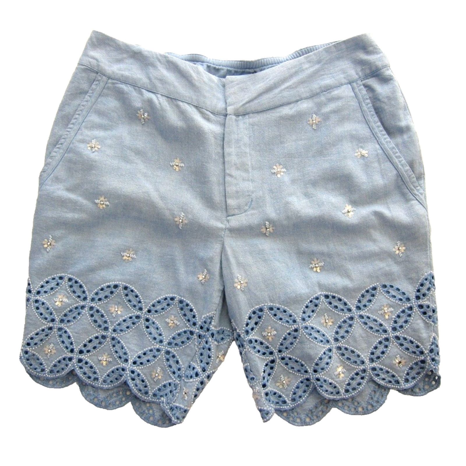Soft Surroundings Soft Surroundings Beaded Pocket Chino Short Women PXS Blue 100% Cotton Front Flat Beaded Pockets 31" Waist 40" Hip 8" Rise Petites Womens Size 26" / US 2 / IT 38 - 2 Thumbnail