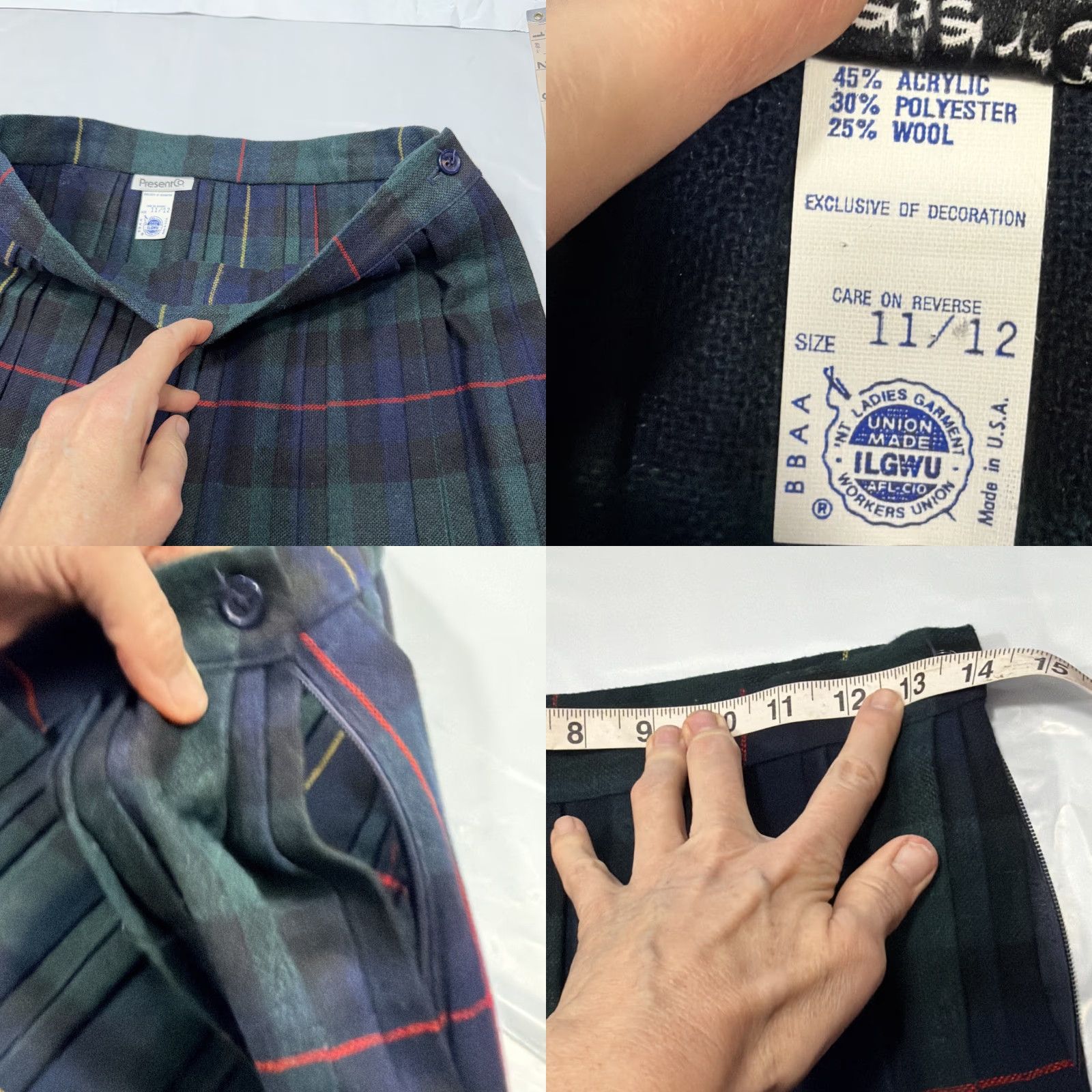 Vintage VINTAGE Present Co. PLAID Wool Midi SKIRT School Girl 11/12 Size 32" / US 10 / IT 46 - 8 Thumbnail