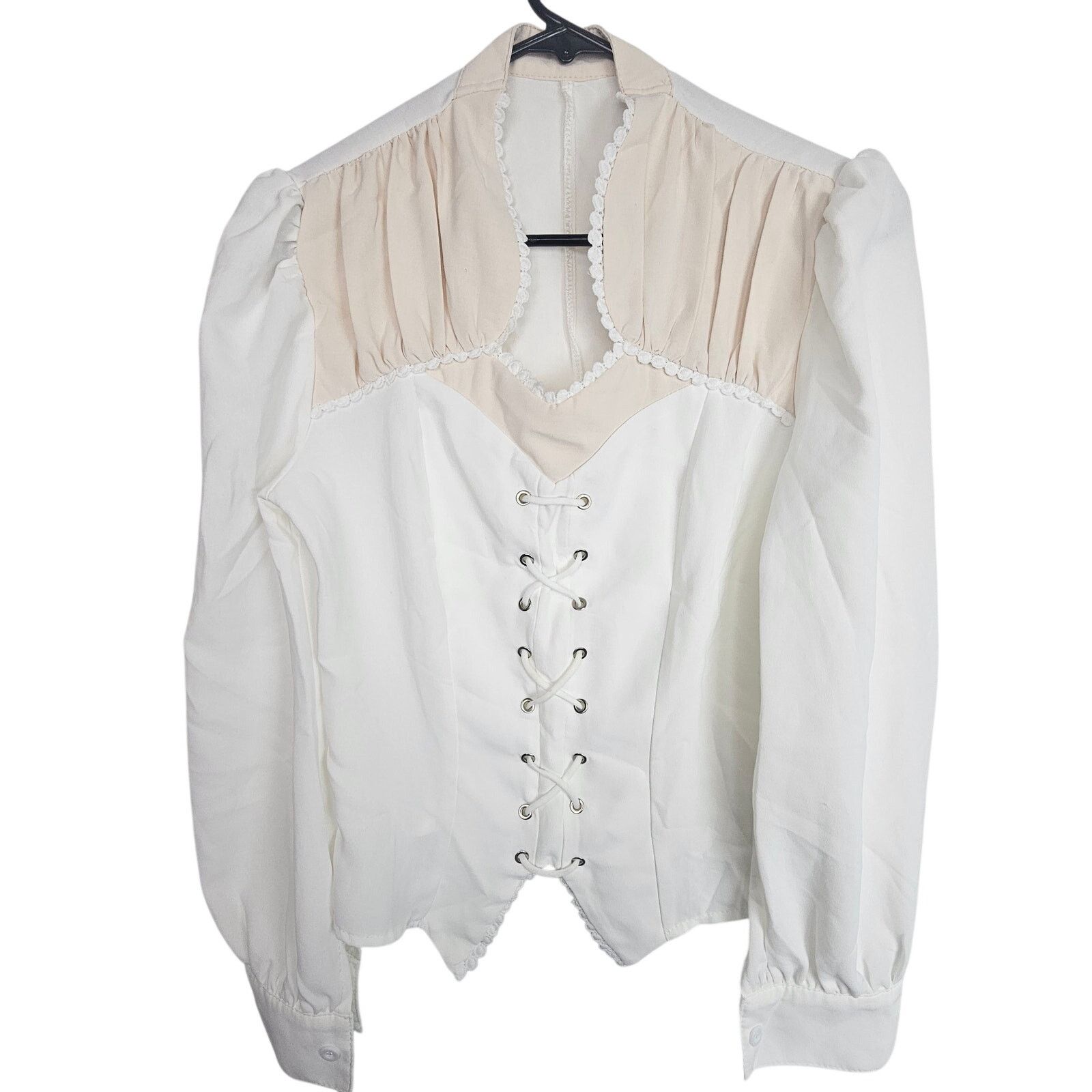 Orslow Ursime Womens Lace Up Steampunk Top S Victorian Whimsigoth Size S / US 4 / IT 40 - 1 Thumbnail
