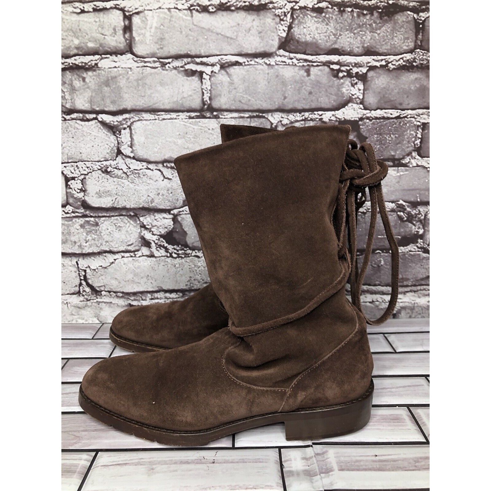 Other Joan & David Brown Suede Leather Back Lace Up Heels Boots Wo Size US 6 / IT 36 - 7 Thumbnail