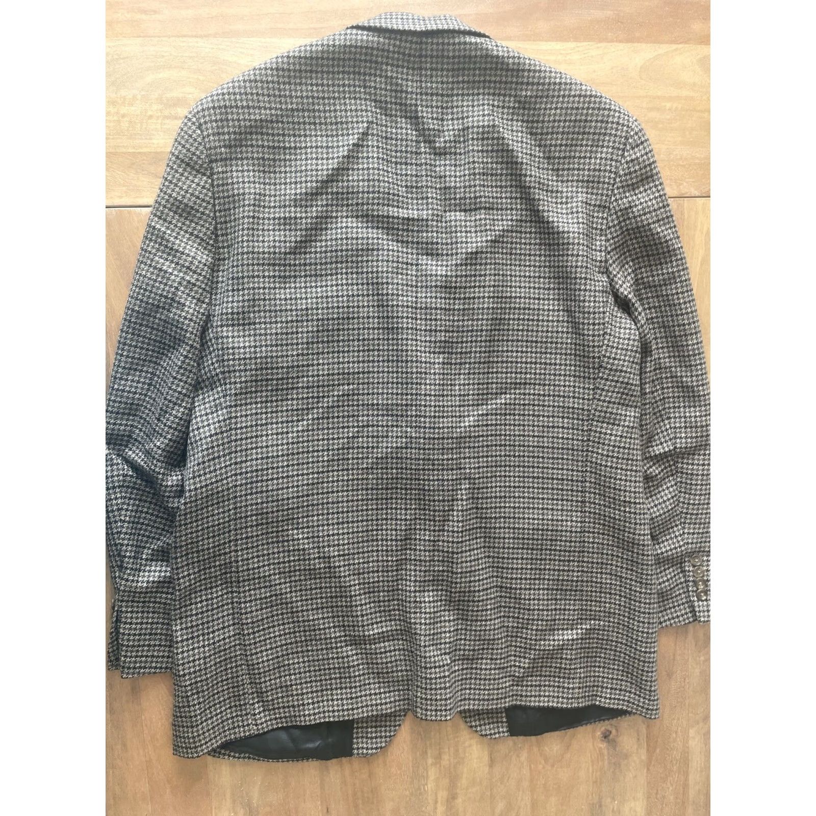 Ralph Lauren VINTAGE Ralph Lauren Blazer Mens 46T Gray Houndstooth Tweed Wool Sport Coat Size 46R - 2 Thumbnail