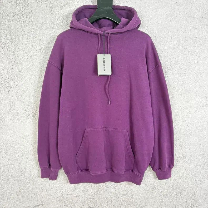 Balenciaga Balenciaga Back Logo Printed Hooded Sweatshirt - Purple Size US S / EU 44-46 / 1 - 1 Thumbnail