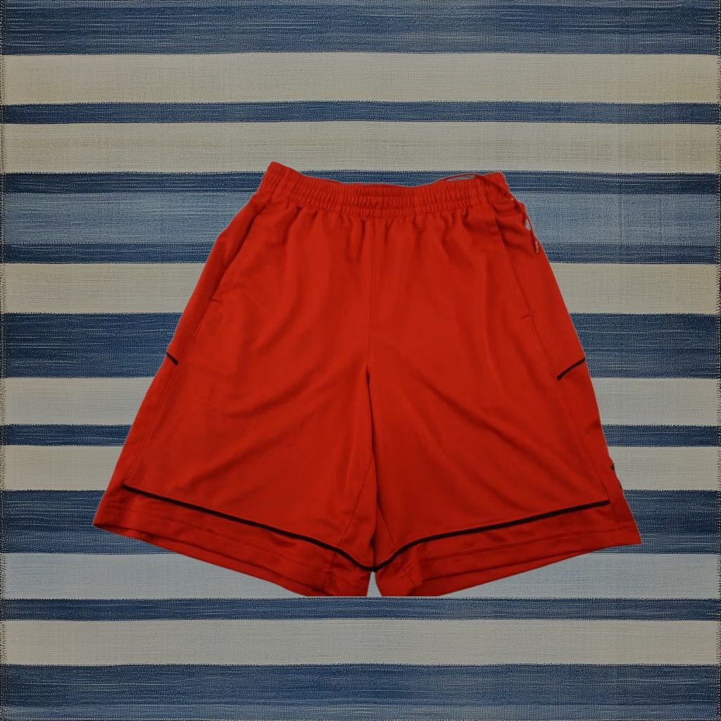 Under Armour Shorts Mens Large Red Heat Gear Loose Drawstring Elastic Waist, Men's (Size 33)