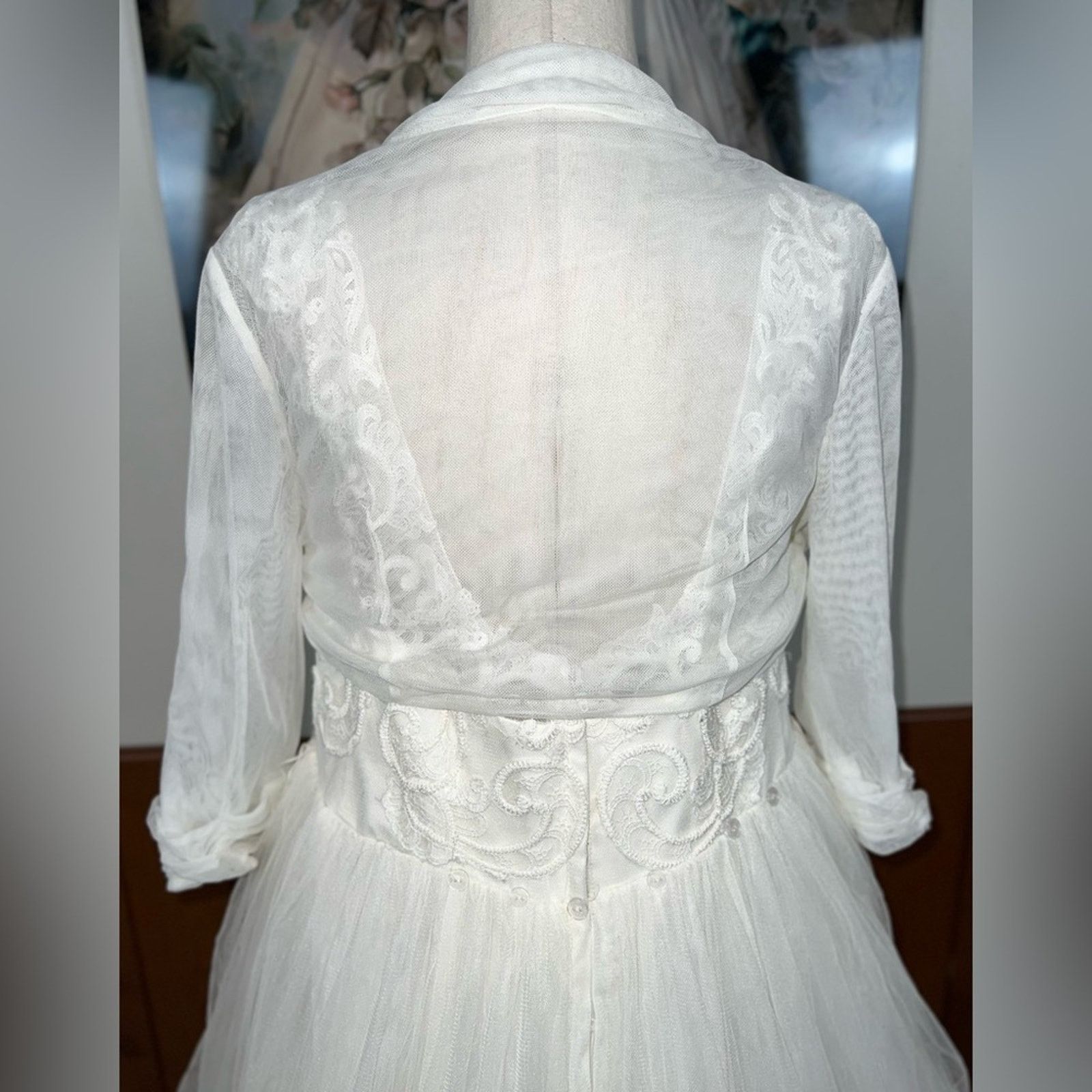 Other Elegant David’s Bridal Beaded Mesh Wedding Gown! Size XXL / US 16-18 / IT 52-54 - 7 Thumbnail