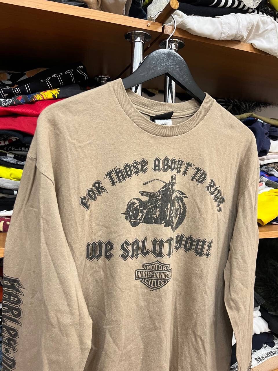 Harley Davidson CRAZY Y2K LIGHTNING CROSS GRUNGE SKATER OPIUM LONGSLEEVE TEE Size US L / EU 52-54 / 3 - 9 Thumbnail