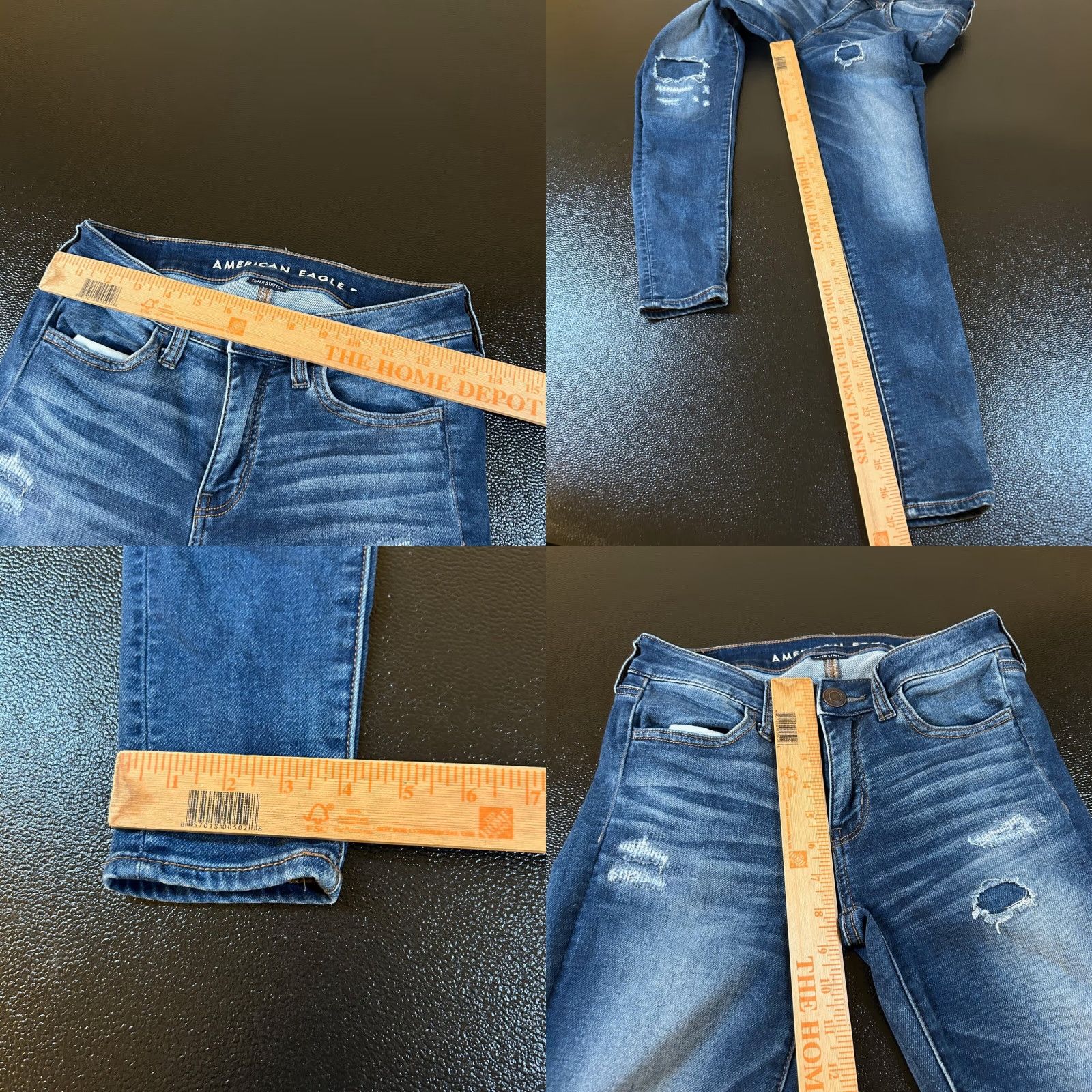 Vintage American Eagle Denim Jeggings Jeans Distressed Dark Wash Stretch Womens 2 26x27" Jeans Blue Slim Pockets Zipper Button 90s? Size 26" / US 2 / IT 38 - 8 Thumbnail