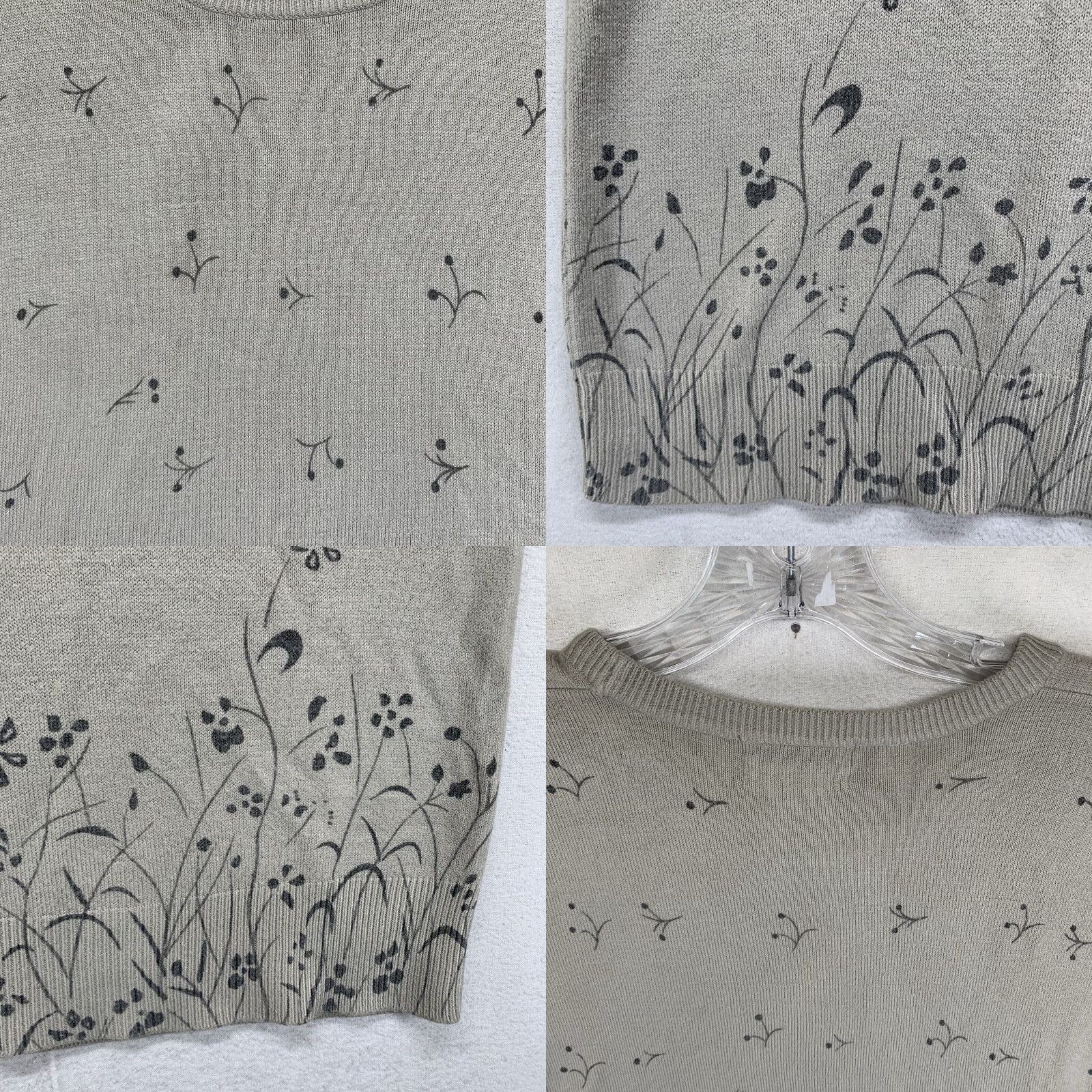 Vintage VINTAGE Sag Harbor Women's Knit Top Medium All Over Floral Print Gray Casual Blouse Bohemian Retro Peasant 90s Size M / US 6-8 / IT 42-44 - 8 Thumbnail
