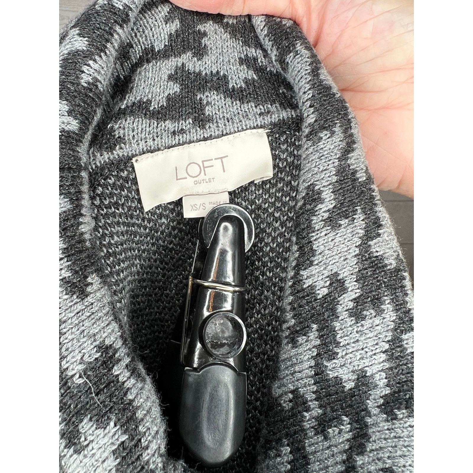 Loft Loft Outlet black/gray houndstooth knit poncho Size XS/S Size XS / US 0-2 / IT 36-38 - 6 Thumbnail