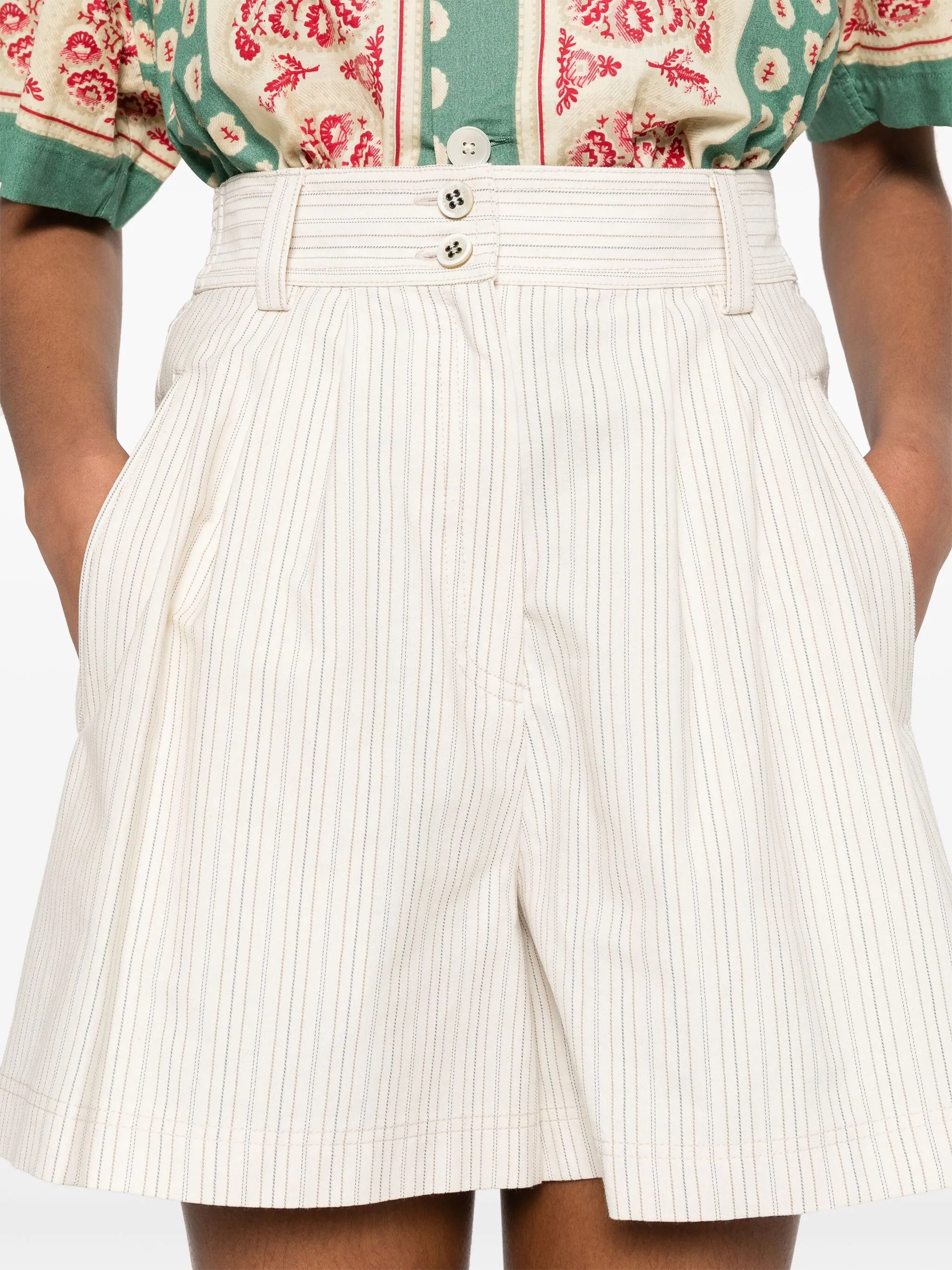 Golden Goose o1y0825 Pinstriped Short in Ivory Size 30" / US 8 / IT 44 - 2 Thumbnail