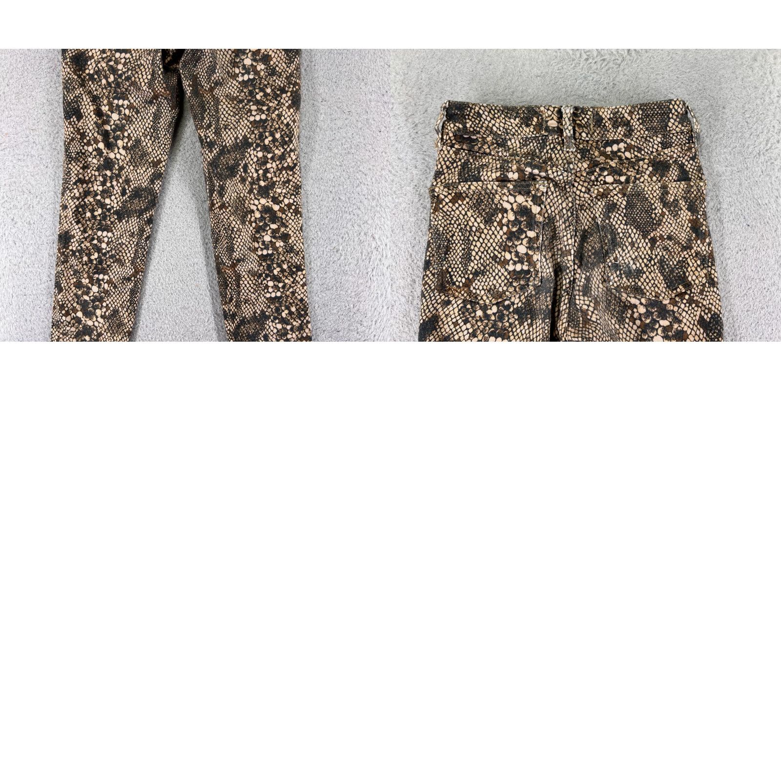 Vintage We The Free Jeans Womens 25 Beige Snake Skin Print Skinny Raw Hem Cotton 22x25 Size 42" / US 20 - 10 Thumbnail