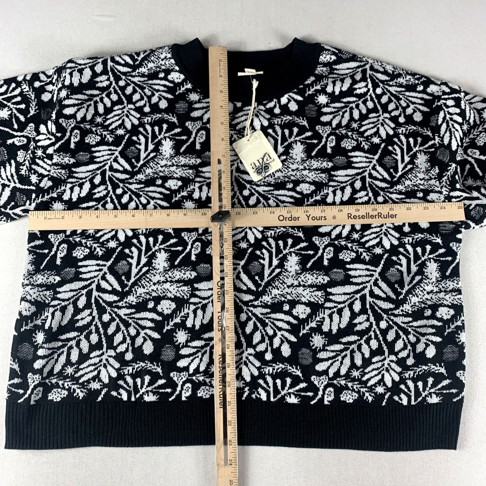 Vintage VINTAGE? a.n.a new approach SWEATER WOMENS 2XL BLACK IVORY BRANCH LONG SLEEVE NWT Size XXL / US 16-18 / IT 52-54 - 3 Thumbnail