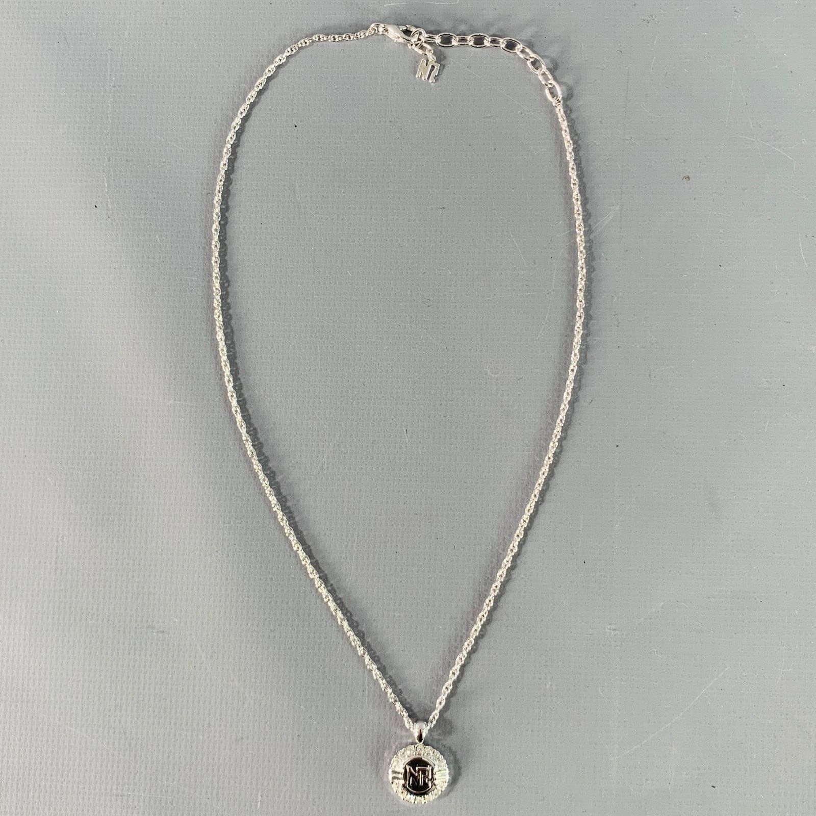 Nina Ricci NINA RICCI Silver Chain Link Metal Monogram Pendant Necklace Size ONE SIZE - 1 Thumbnail