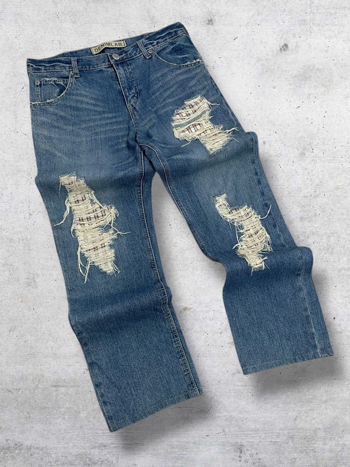 semanticdesign VINTAGE DENIM LAB JAPAN DESIGNER 90S OG RIPPED GRUNGE DENIM Size US 32 / EU 48 - 2 Thumbnail