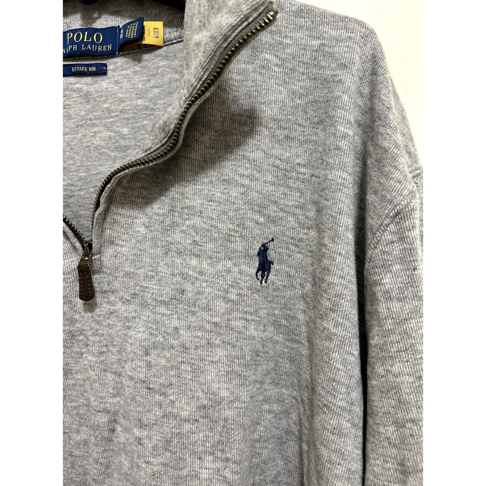 Ralph Lauren Polo Ralph Lauren Estate Rib Mens XL 1/4 Zip Pullover Gray Blue Pony Shirt Sweatshirt Pullover Regular Size Men Size US XL / EU 56 / 4 - 4 Thumbnail