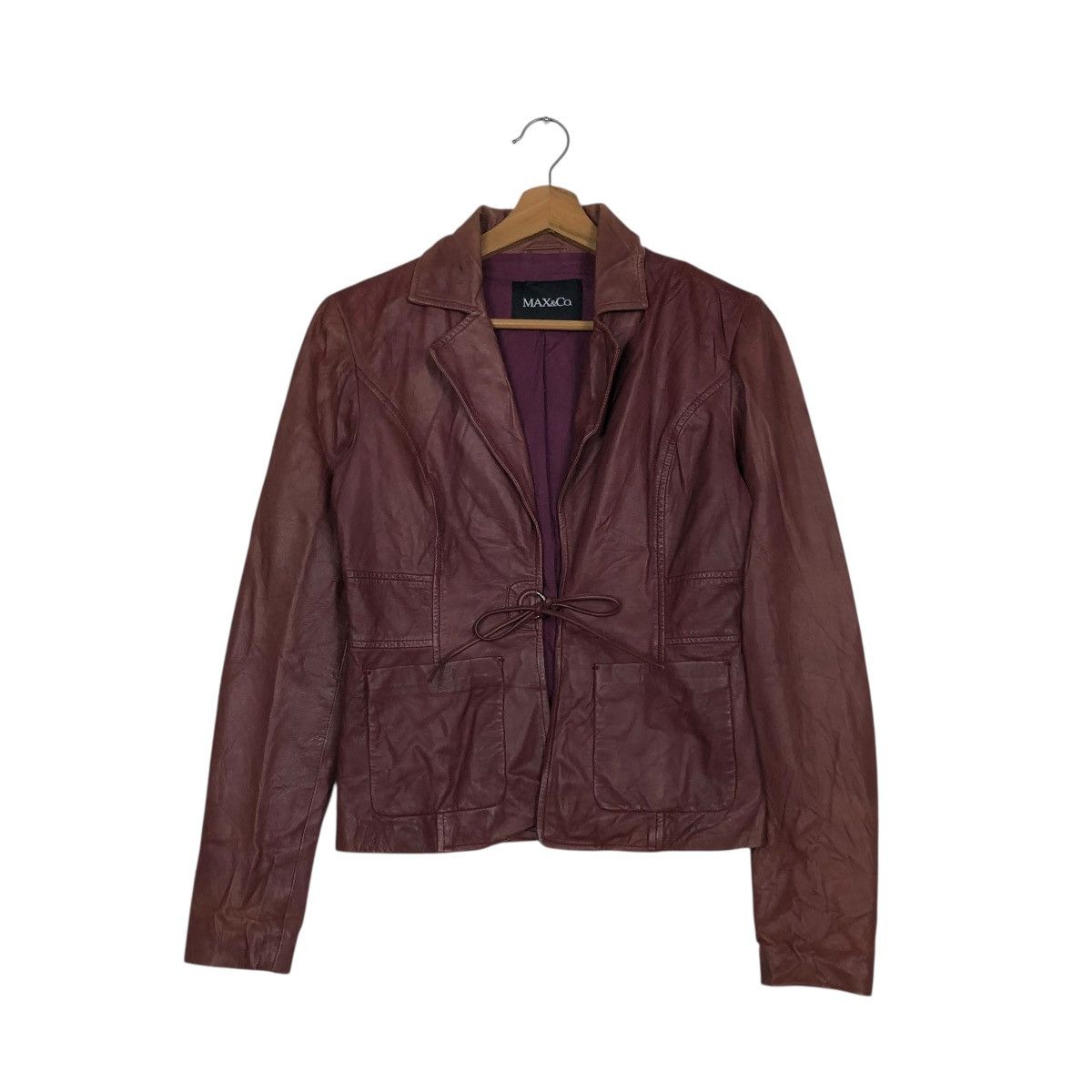 Japanese Brand 🔥VINTAGE CROPPED BIKER LEATHER JACKET MAX & CO Size S / US 4 / IT 40 - 3 Thumbnail