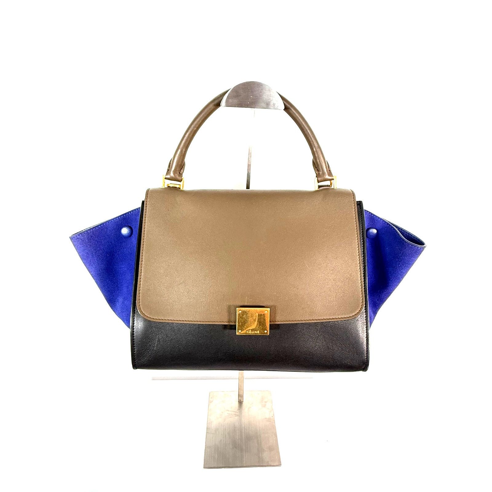 Celine Leather & Suede Trapeze Top Handle Bag Free Coa, Women's