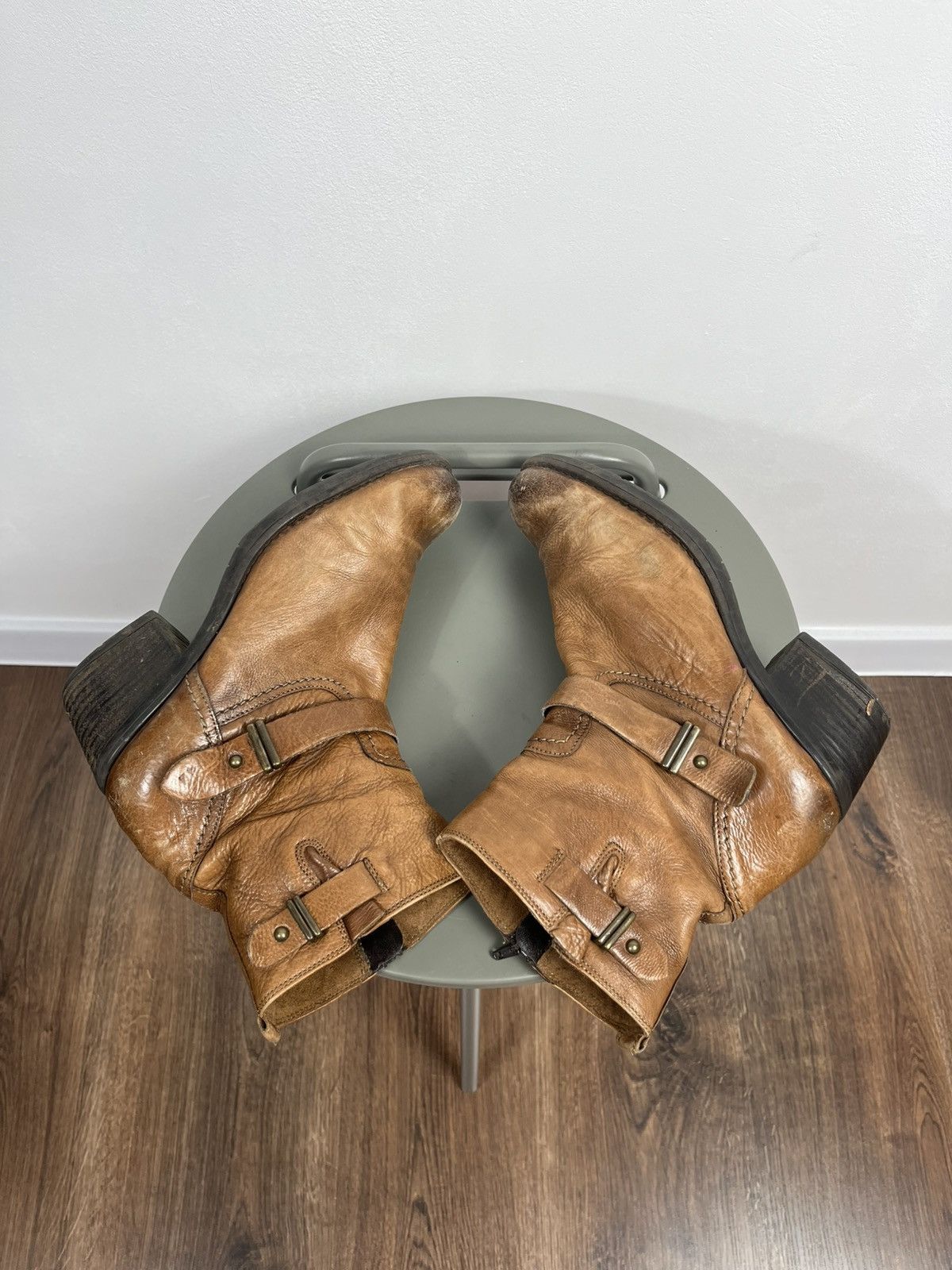 Clarks × Vintage Clarks Distressed Leather Ankle Boots – Avant-Garde Western Size US 6.5 / IT 36.5 - 7 Thumbnail