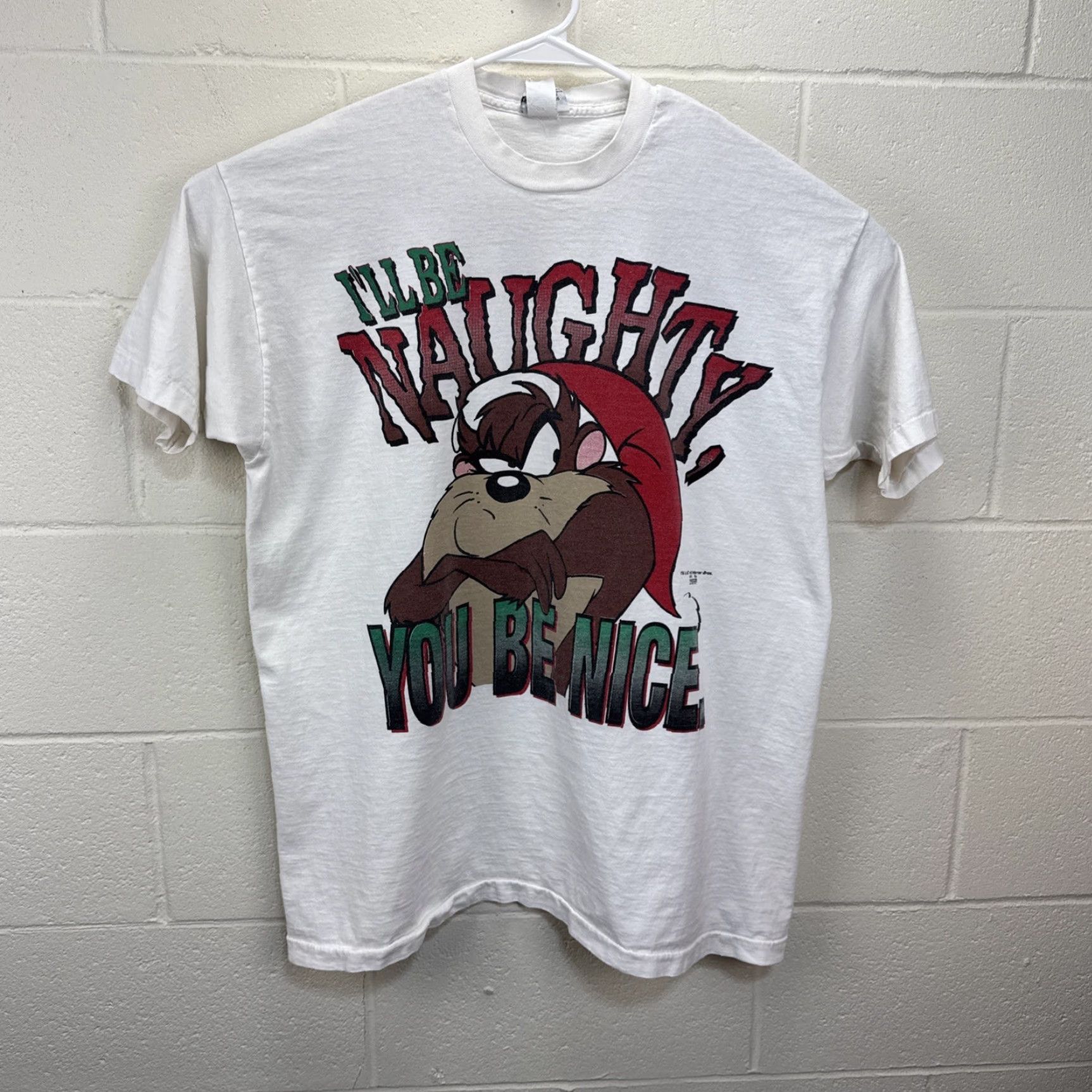 Vintage VINTAGE Looney Tunes Taz T Shirt Mens XL White Naughty Nice Cartoon Freeze 90s Size US XL / EU 56 / 4 - 2 Thumbnail