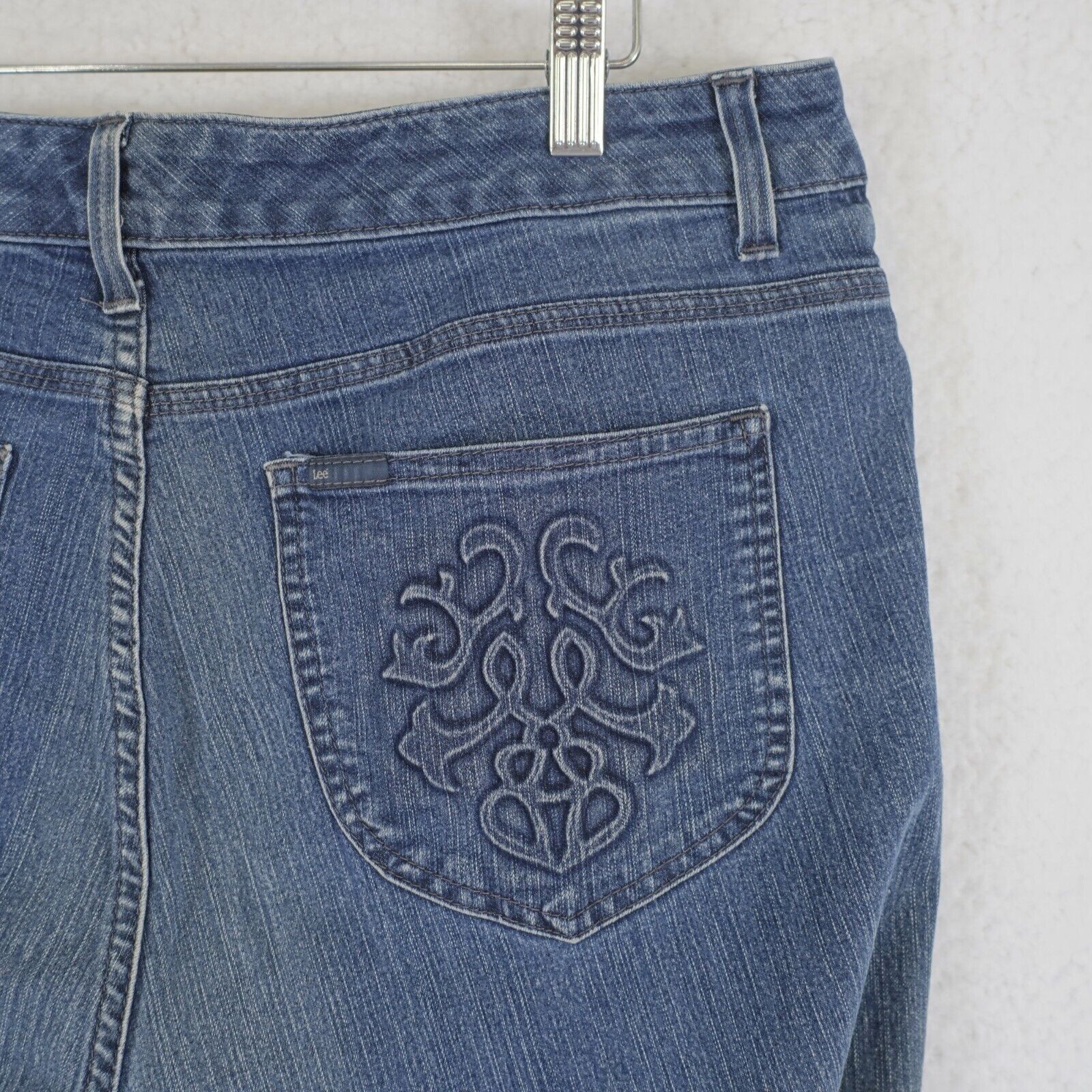Lee Lee Slender Secret Low Waist Jeans Blue Denim High Rise 14 M Size 35" - 4 Thumbnail