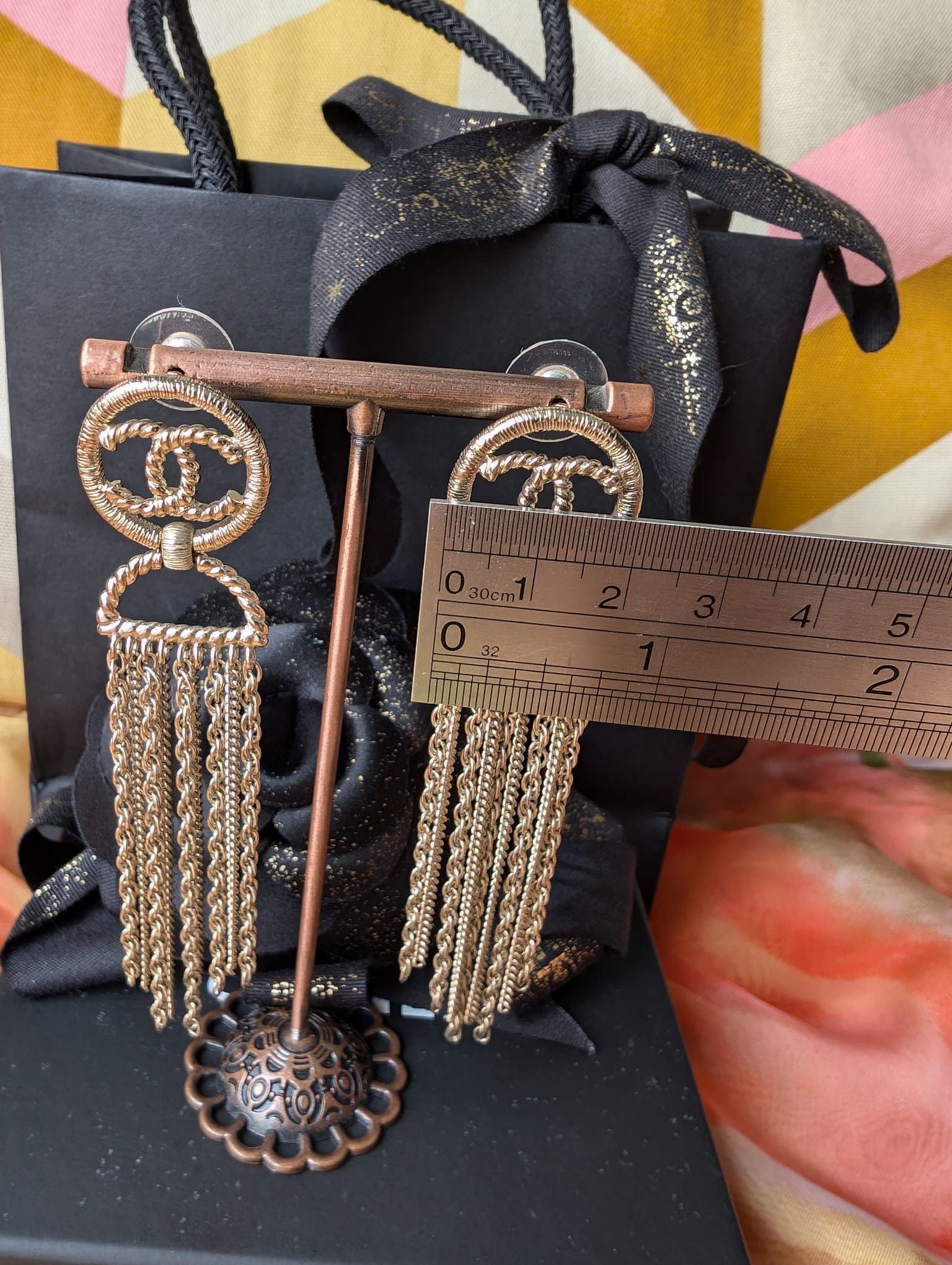 Chanel Chanel CC A16S Chain Long Logo GHW CocoMark Earrings Box Size ONE SIZE - 8 Thumbnail