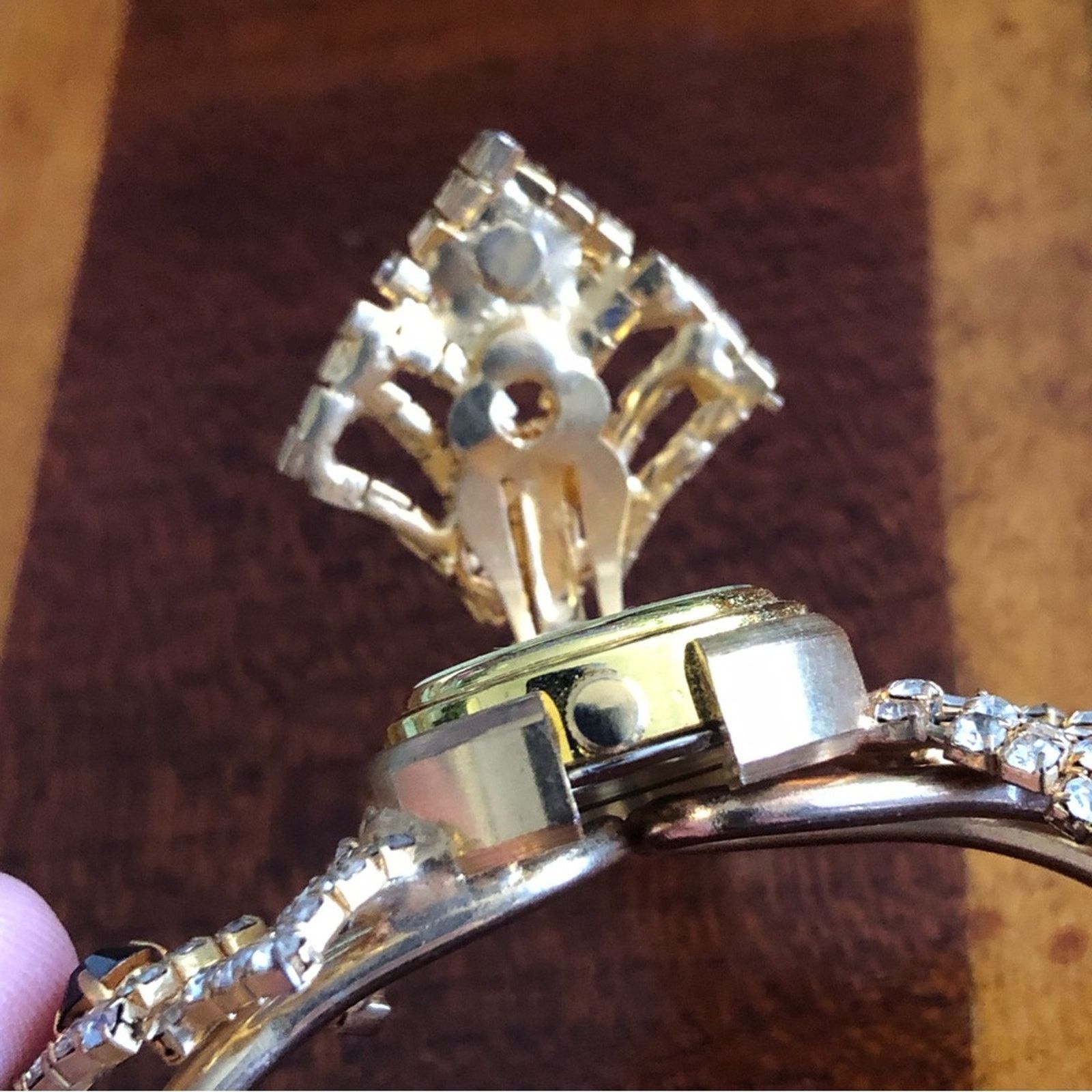 Handmade Repurposed handmade bling watch clamp bracelet Size ONE SIZE - 6 Thumbnail
