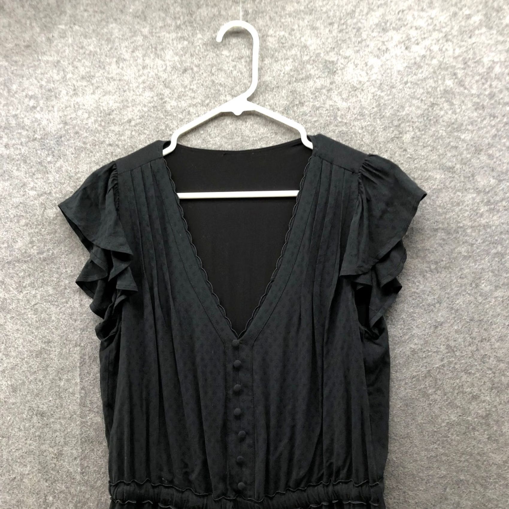 Paige PAIGE Black Mini Dress Womens M V-Neck Tiered Flutter Ruffle Sleeve A-Line Size M / US 6-8 / IT 42-44 - 3 Thumbnail