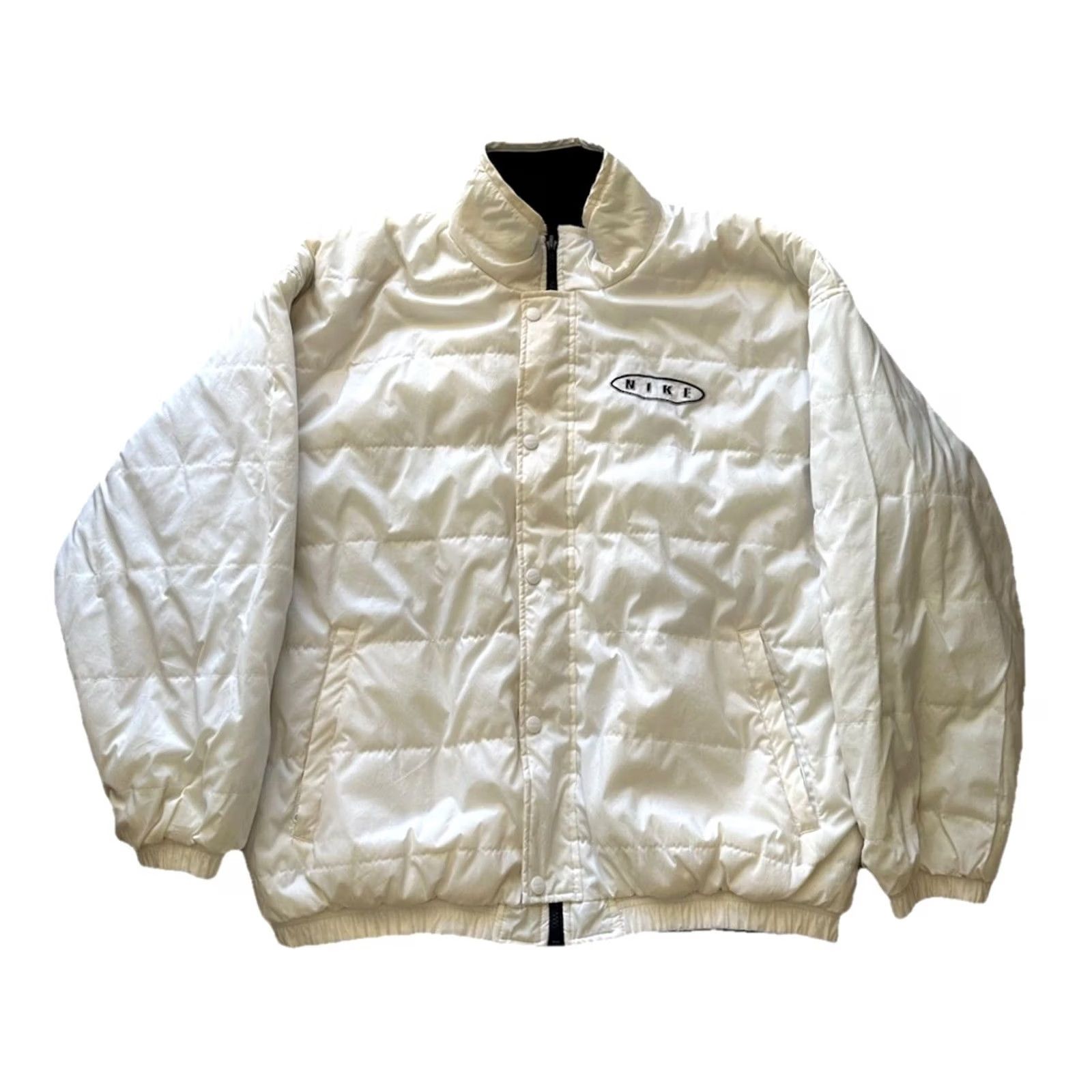 Nike VINTAGE Nike Jacket Mens L Puffer Reversible Blue White 90s Big Swoosh Logo Hooded Long Size US L / EU 52-54 / 3 - 3 Thumbnail