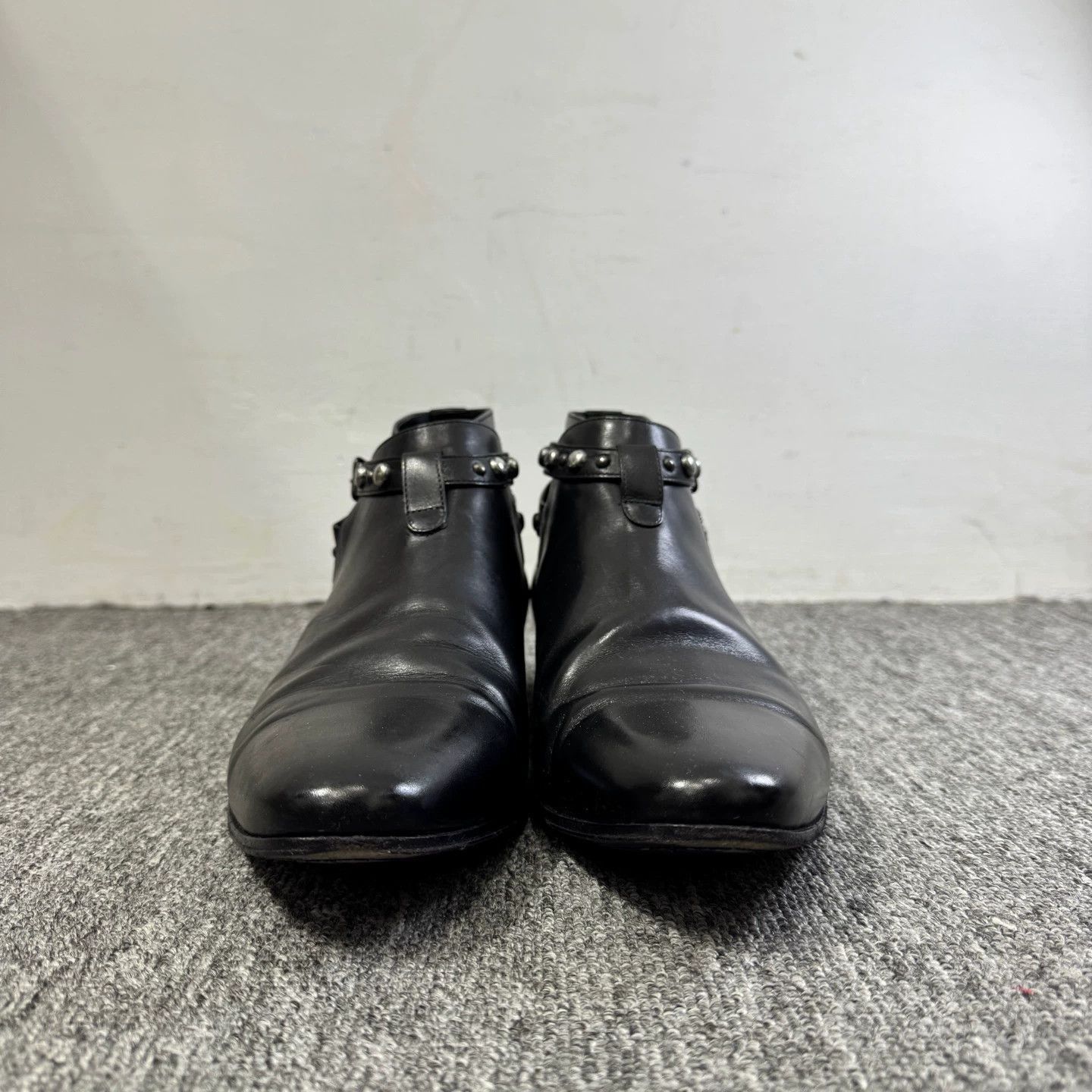 Saint Laurent Paris Black Leather Ankle Boots with Studded Buckle. Size US 7.5 / EU 40-41 - 2 Thumbnail