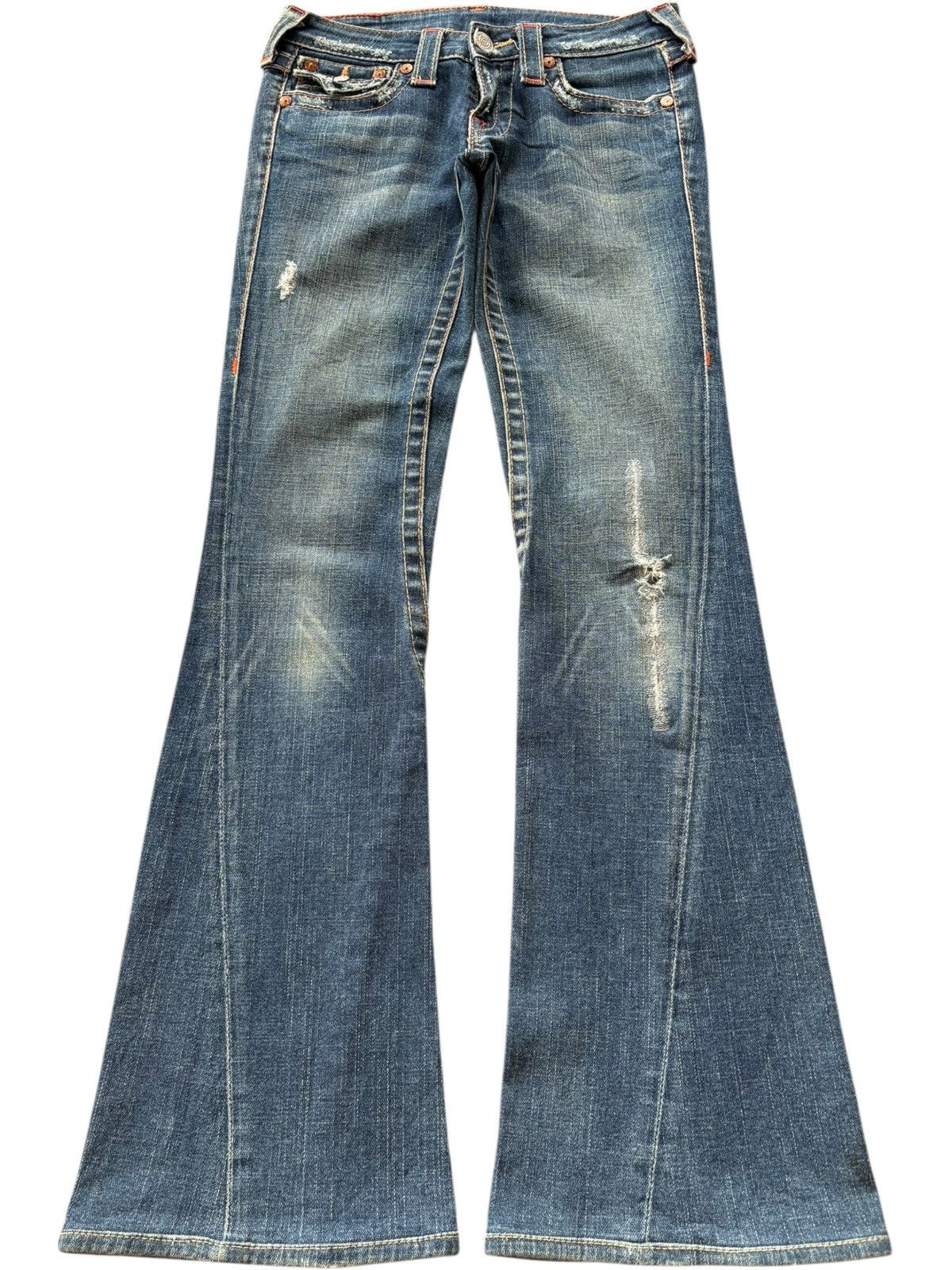True Religion Vintage Y2K True Religion Joey Distress Low Rise Flare Jeans Size 28" / US 6 / IT 42 - 1 Thumbnail