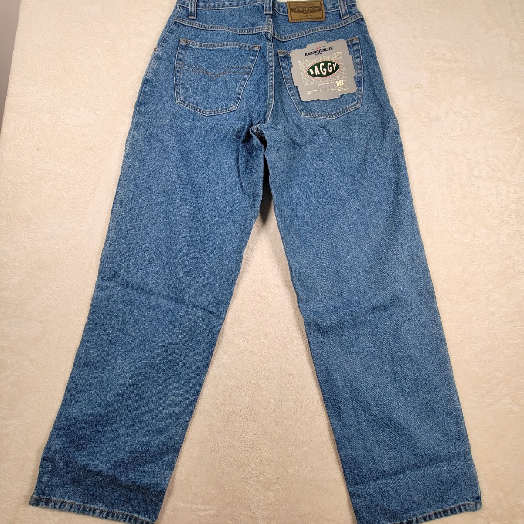 Anchor Blue VINTAGE Anchor Blue Jeans Baggy Denim 34x32 Mens Regular 5-Pocket Blue Cotton Denim Baggy Comfortable Knee 90s Size US 34 / EU 50 - 3 Thumbnail
