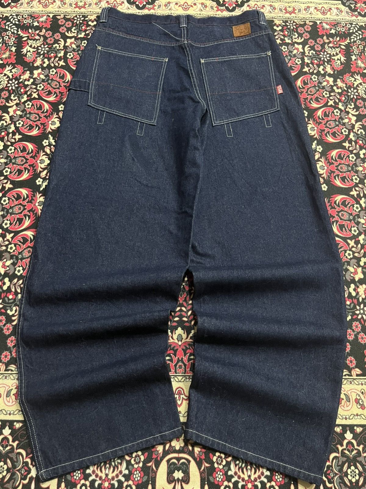 JNCO ⚡️Baggy⚡️Vintage RP55 Indigo Washed Repaired Extra Baggy Jeans Size US 38 / EU 54 - 2 Thumbnail