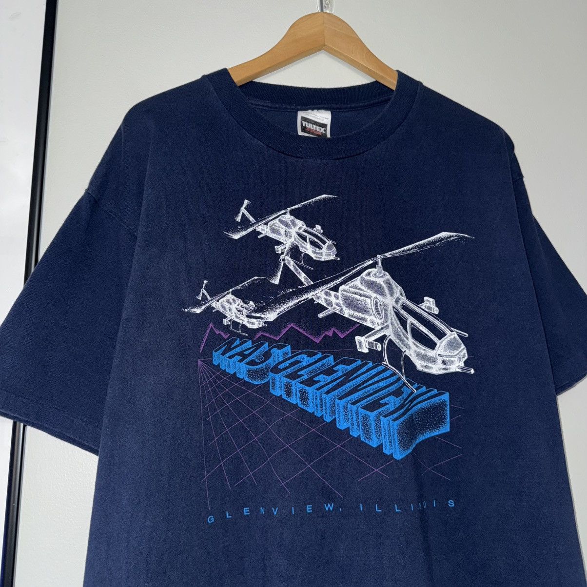 Vintage VINTAGE 90s NAS GLENVIEW APACHE HELICOPTER BLUEPRINT SHIRT Size US XL / EU 56 / 4 - 7 Thumbnail