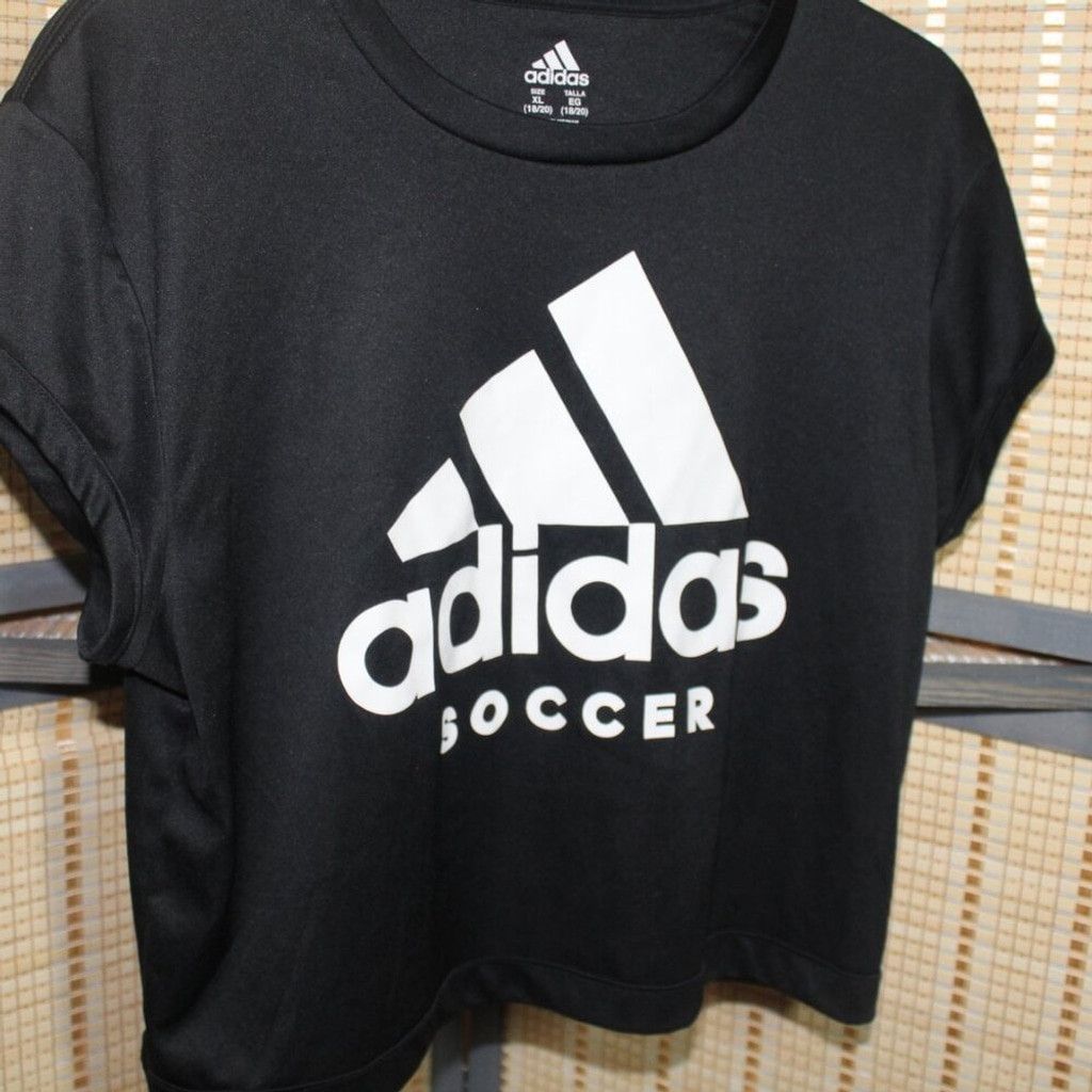 Adidas Adidas Black Soccer Climalite Athletic Cropped Tee Size XL / US 12-14 / IT 48-50 - 1 Thumbnail