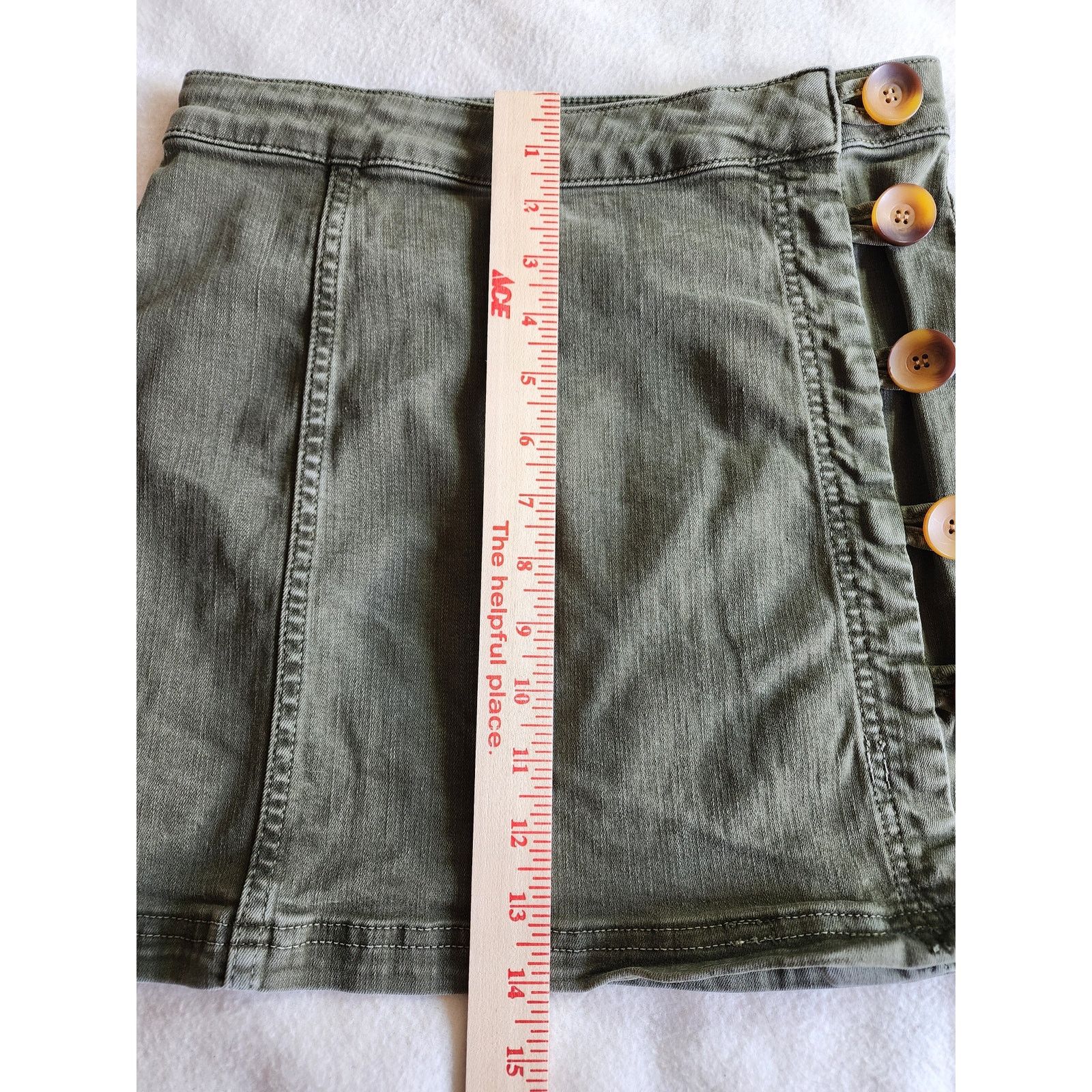 Free People Free People Olive Army Green Mini Skirt Button Down Size 0 Size 25" / US 0 / IT 36 - 7 Thumbnail