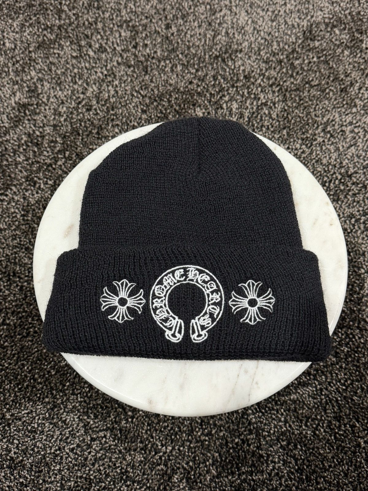 Chrome Hearts Chrome Hearts Horseshoe Logo Black Knit Beanie Hat Size ONE SIZE - 10 Thumbnail