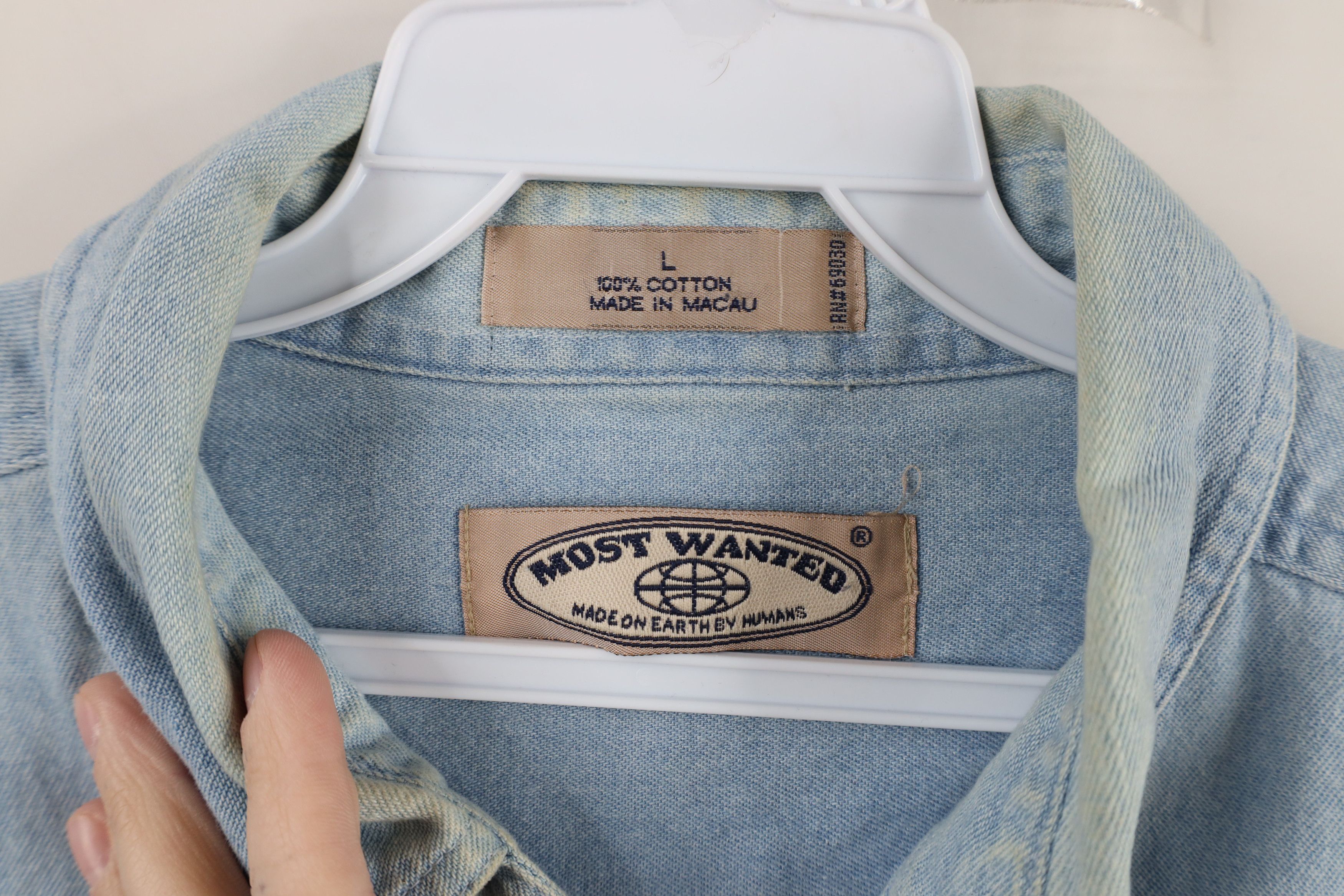 Vintage Vintage 90s Streetwear Alaska Denim Jean Button Down Shirt Size US L / EU 52-54 / 3 - 10 Thumbnail