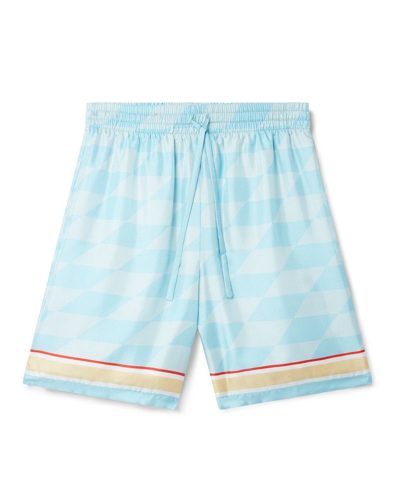 Casablanca o1mle0326 Drawstring Silk Shorts in Blue Size US 30 / EU 46 - 1 Thumbnail