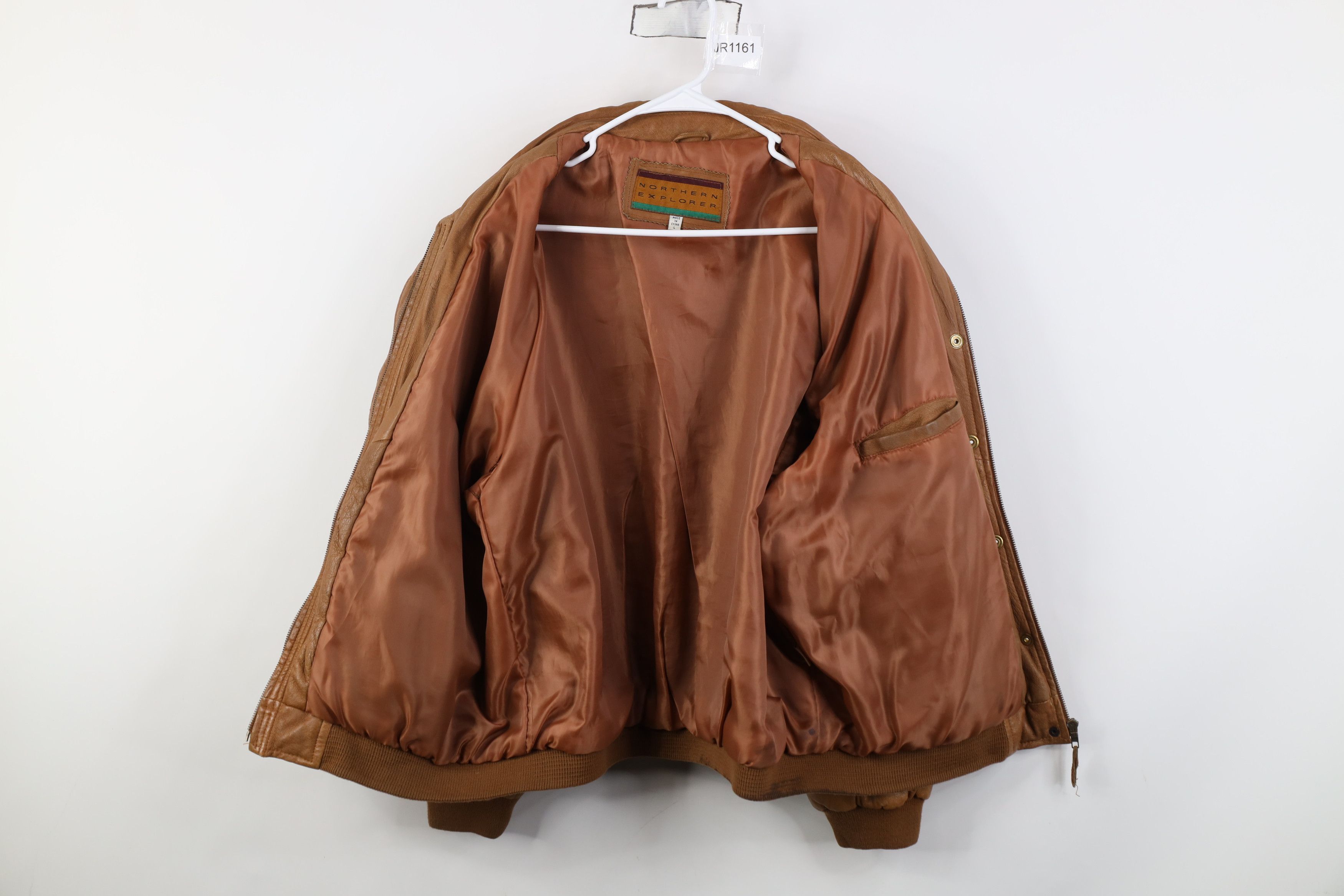 Vintage Vintage 90s Streetwear Full Zip Leather Flight Bomber Jacket Size L / US 10 / IT 46 - 11 Thumbnail