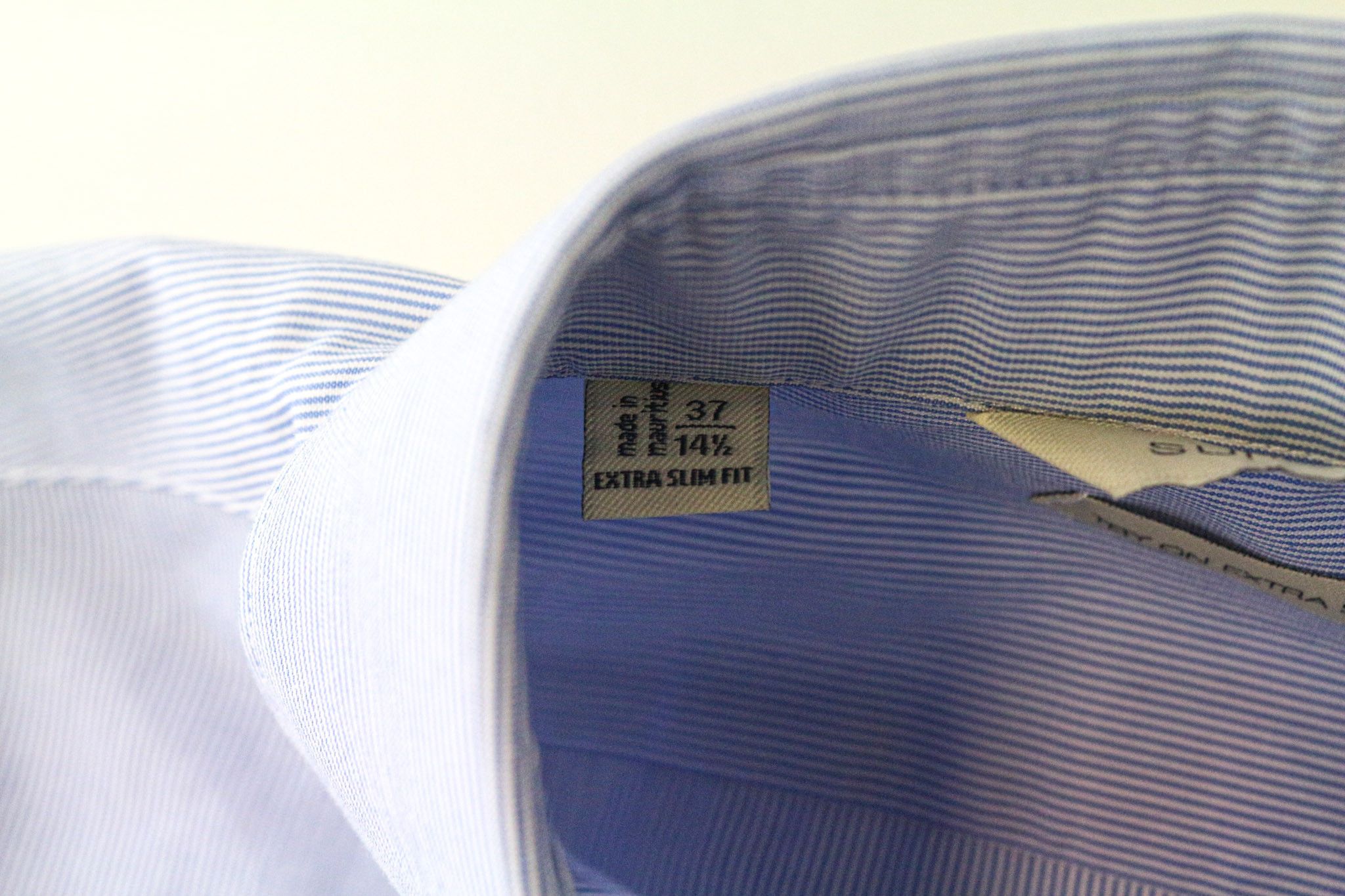Suitsupply 37/14 1/2 Extra Slim Blue Cotton Striped Twill Shirt 78646 Size 38R - 5 Thumbnail