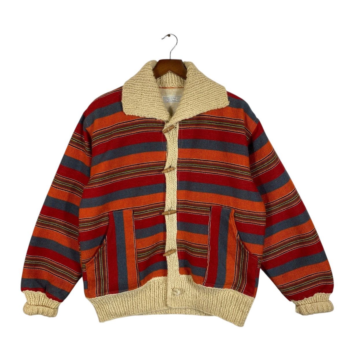 Vintage Vintage 70s Alex Baon Striped Wool Knit Jacket Size L Size US L / EU 52-54 / 3 - 1 Thumbnail
