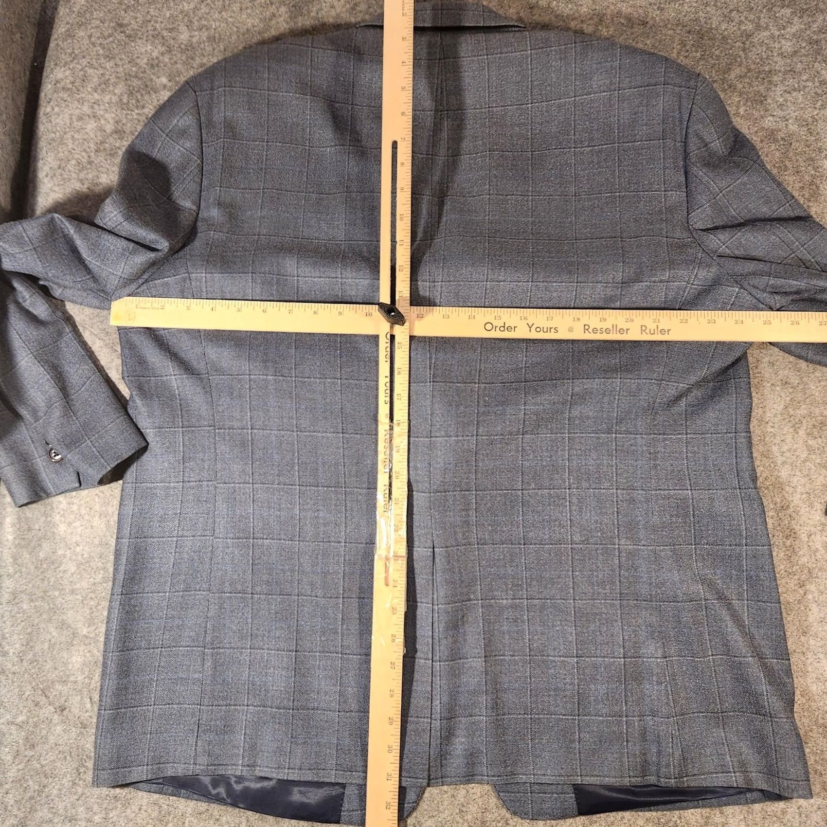 Ralph Lauren VINTAGE Lauren Ralph Lauren Blazer Mens 48R Gray Silk Wool Windowpane Two Button Jacket Size 48R - 7 Thumbnail