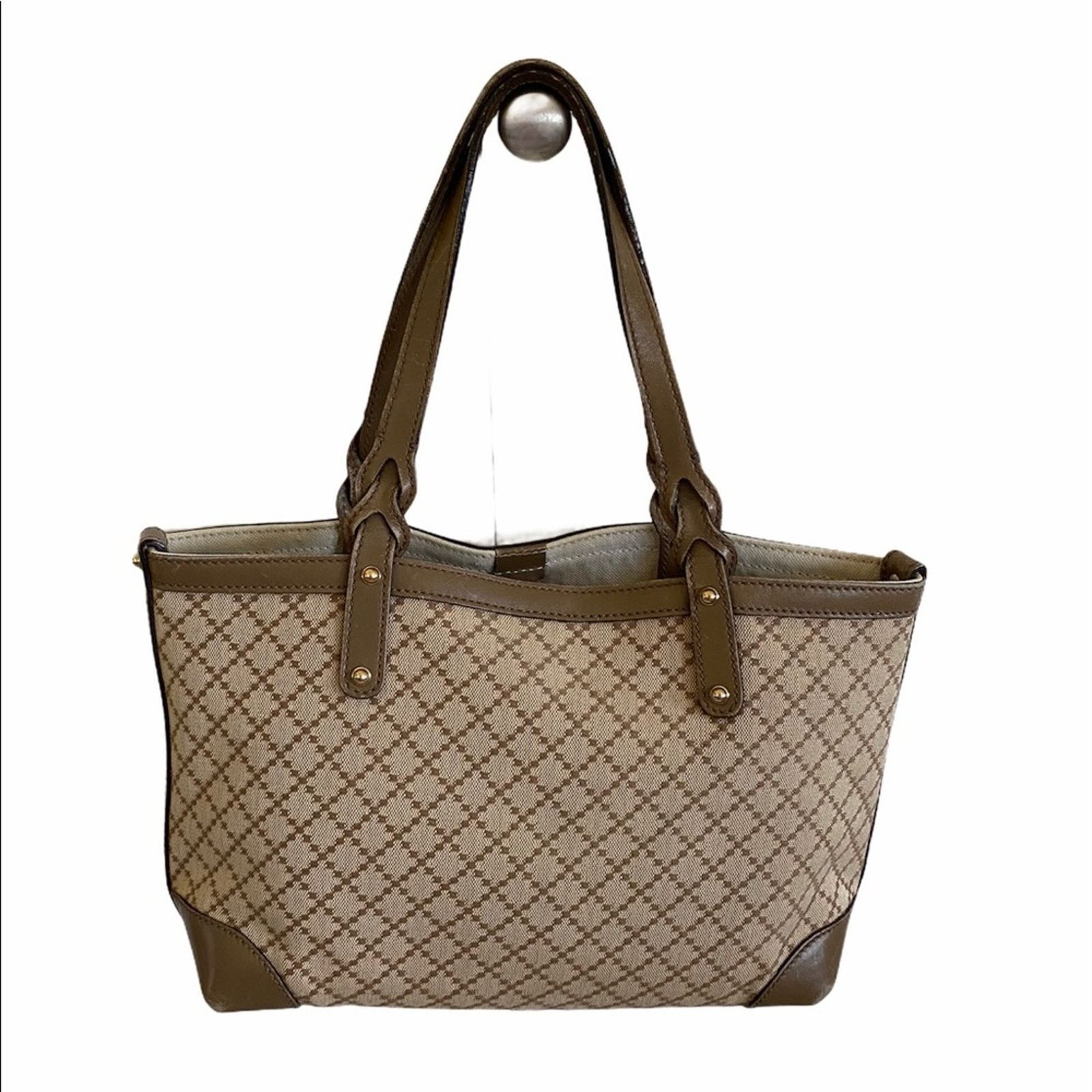 Gucci Gucci Diamanté Brown Canvas Leather Mini Tote & Pouch Size ONE SIZE - 5 Thumbnail
